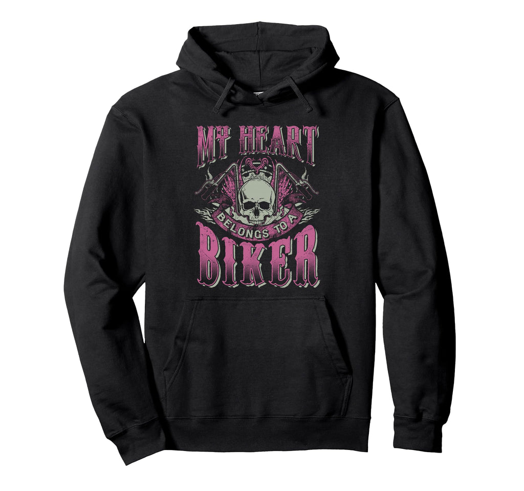 Motorcycle My Heart Belongs To Biker Hoodie - Custom Art Print Men Women - T-Shirt, Sweatshirt, Hoodie
