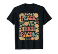 Peace Love Horse Racing 60S 70S Hippie T-Shirt - Graphic Print Men Women - T-Shirt, Sweatshirt, Hoodie