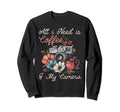 Coffee Camera Photographer Flowers Sweatshirt - Custom Art Print Unisex - T-Shirt, Sweatshirt, Hoodie