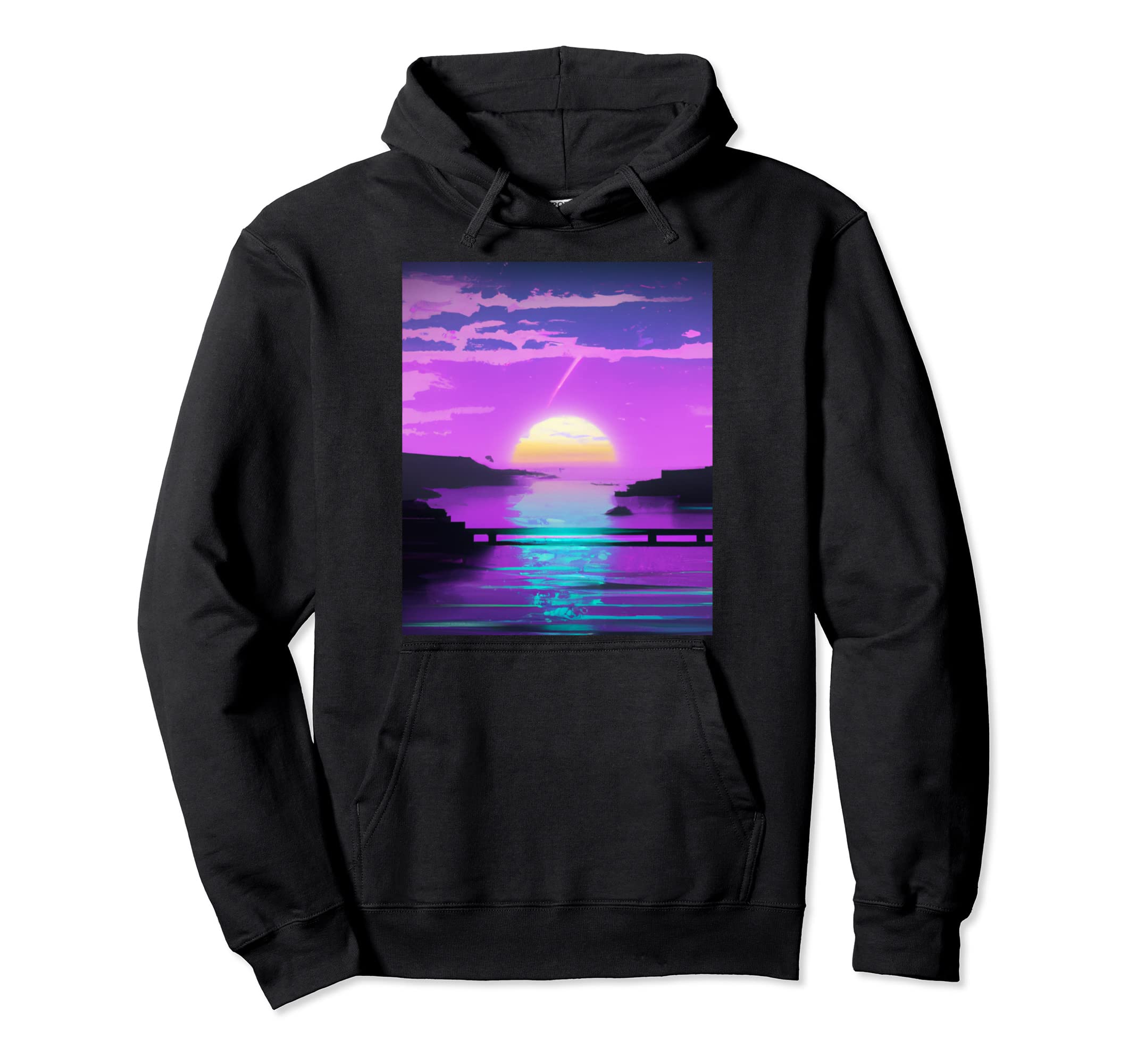 Vaporwave Sun Synthwave Sunset Hoodie - Casual Everyday Wear Unisex - T-Shirt, Sweatshirt, Hoodie