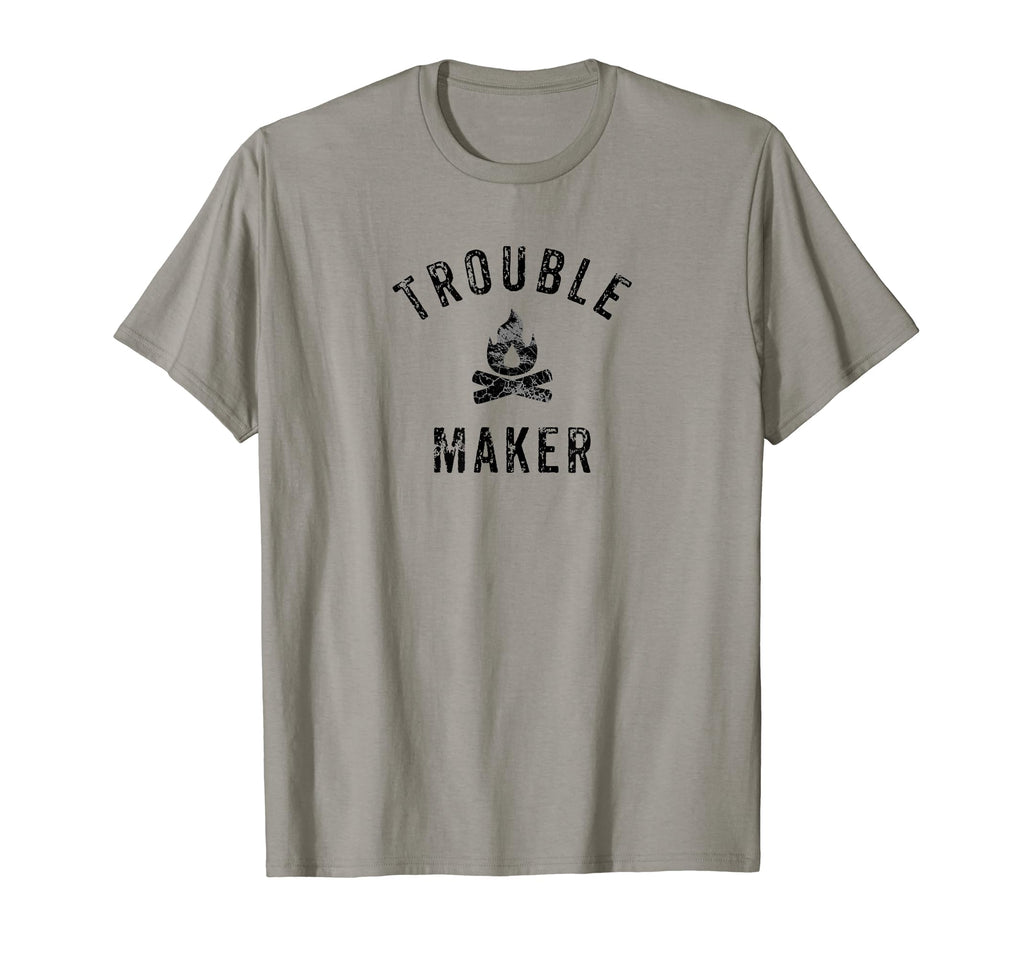Trouble Maker Distressed Camping T-Shirt - Graphic Print Unisex - T-Shirt, Sweatshirt, Hoodie