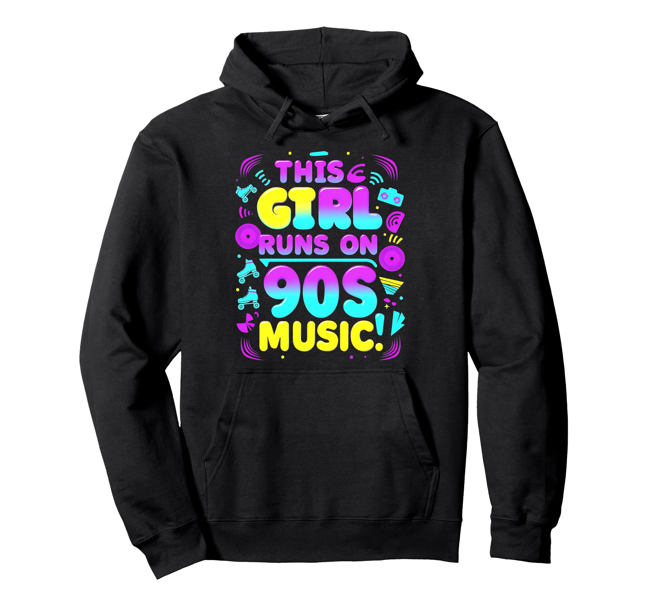 This Runs 90S Music Fun Roller Skate Hoodie - Fun Novelty Design for Adults - T-Shirt, Sweatshirt, Hoodie