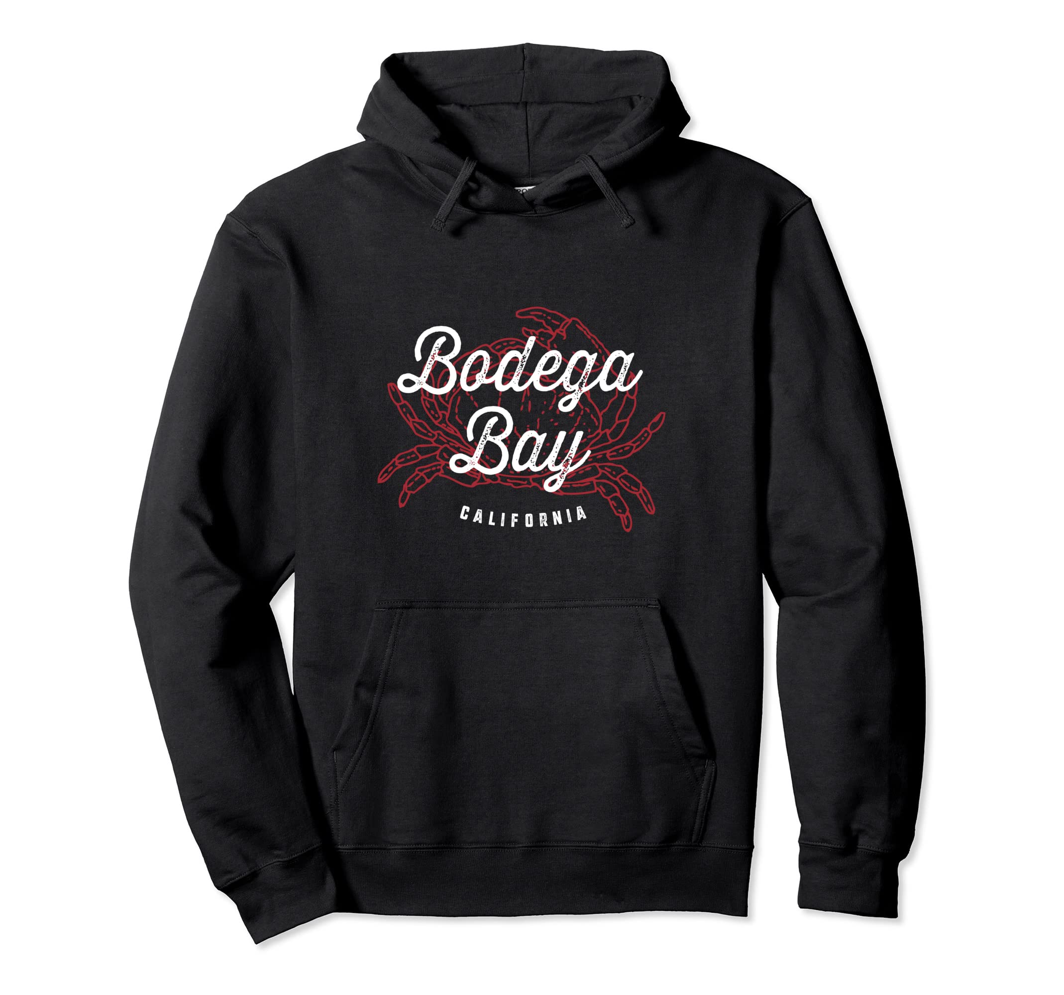 Bodega Bay California Distressed Red Crab Hoodie - Aesthetic Graphic Unisex - T-Shirt, Sweatshirt, Hoodie