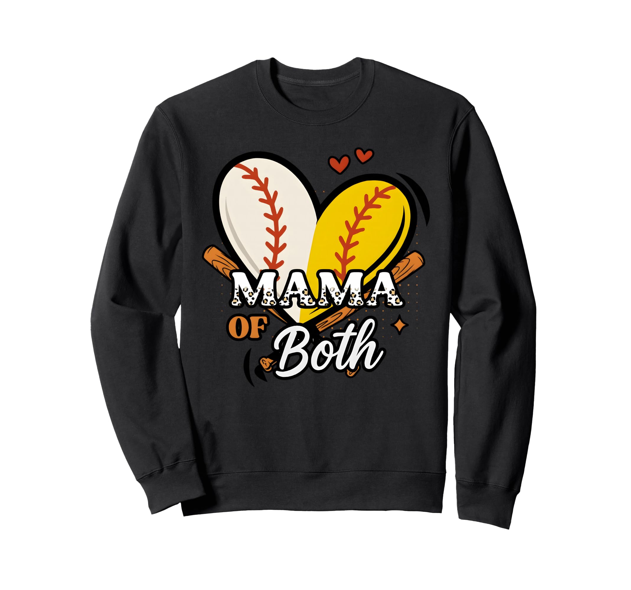 Mama Both Baseball Softball Mom Game Sweatshirt - Unique Graphic Unisex - T-Shirt, Sweatshirt, Hoodie