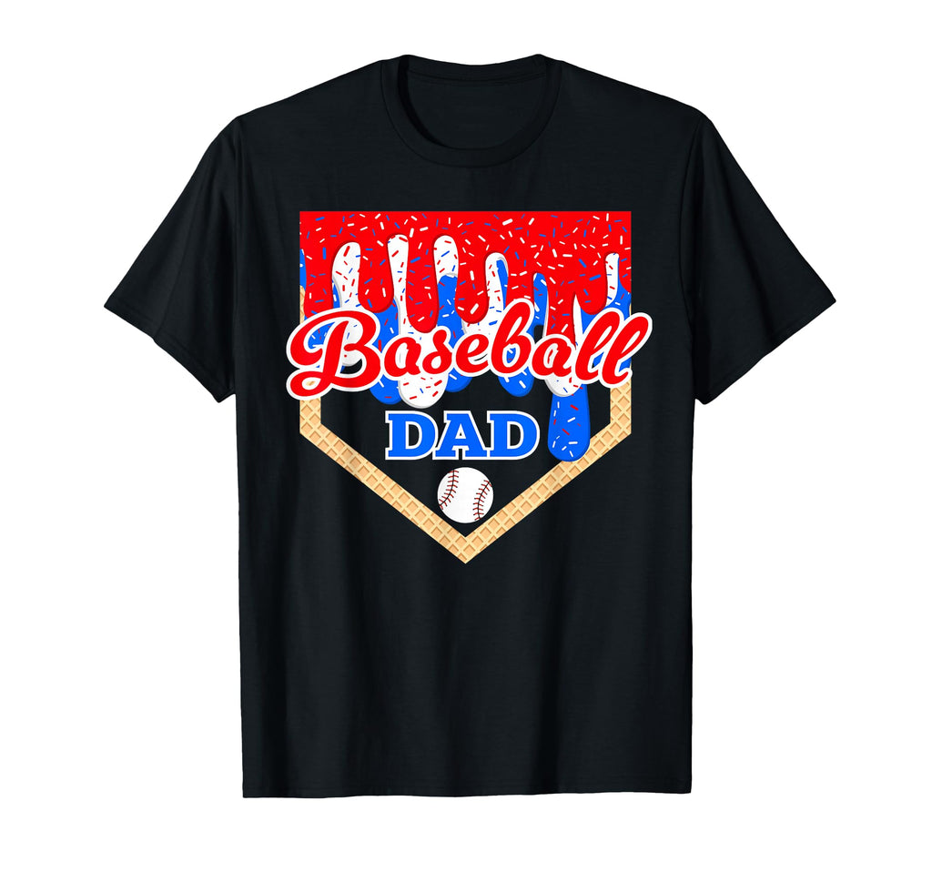 Baseball Dad Ice Cream Drip Home Plate T-Shirt - Graphic Print Unisex - T-Shirt, Sweatshirt, Hoodie