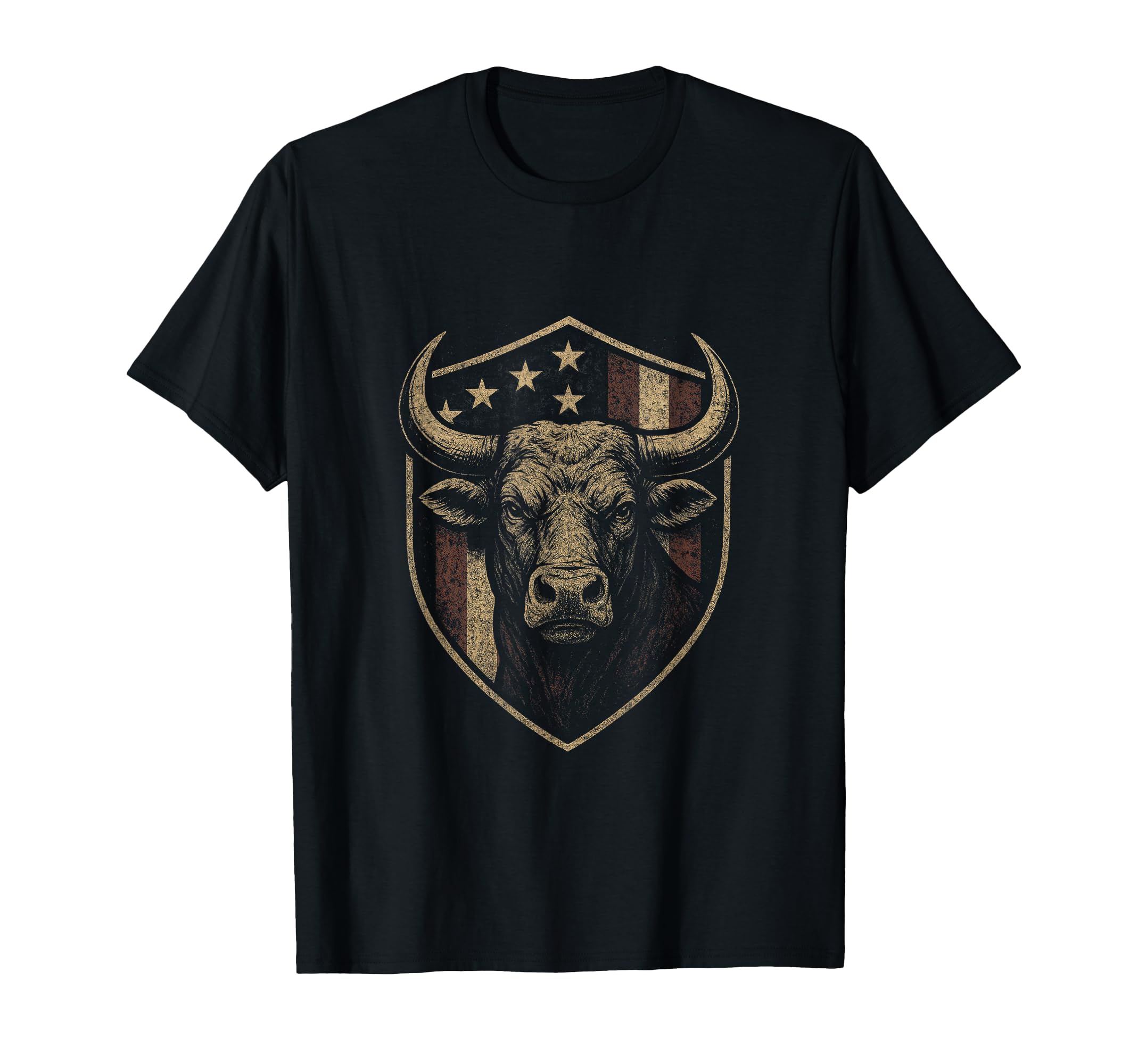 American Flag Bull Patriotic Cowboy T-Shirt - Trendy Graphic Unisex - T-Shirt, Sweatshirt, Hoodie