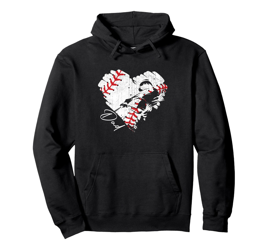 Dad Baseball Heart Baseball Sport Team Hoodie - Custom Art Print Men Women - T-Shirt, Sweatshirt, Hoodie