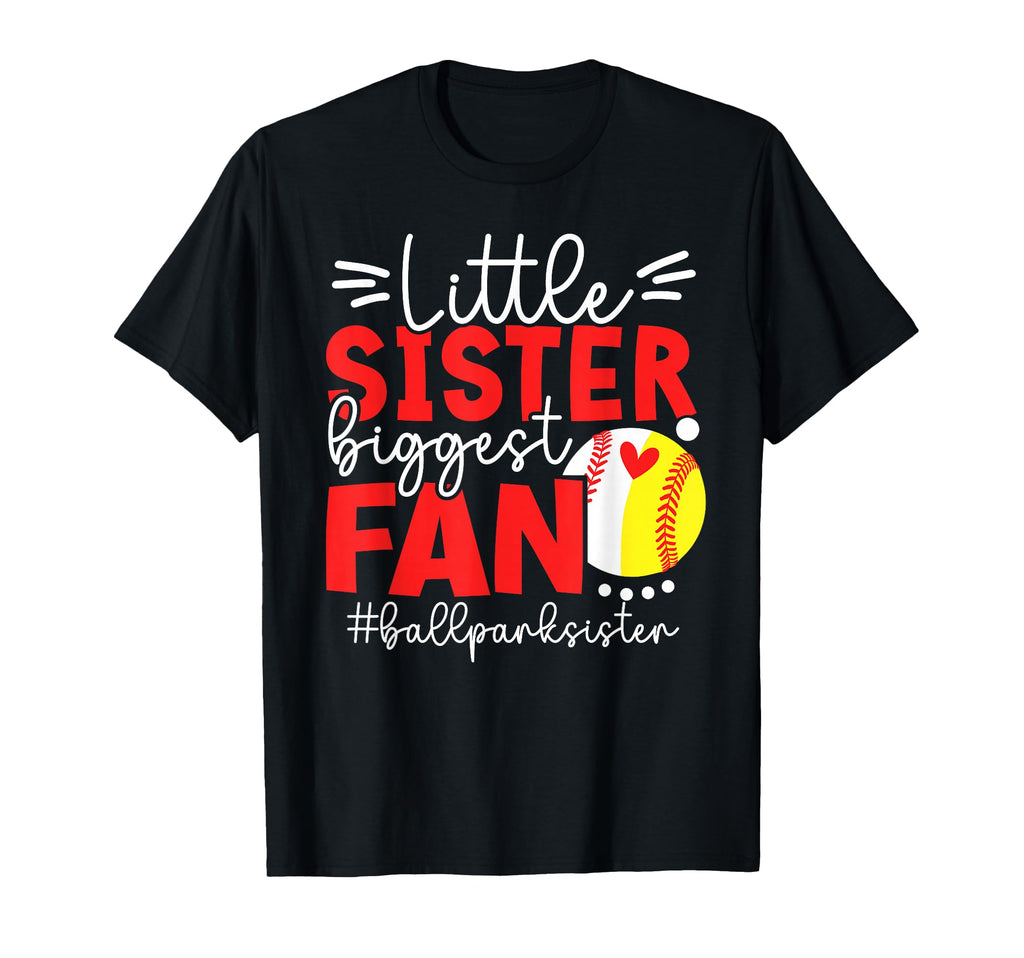 Little Sister Biggest Fan Softball T-Shirt - Minimalist Print for Adults - T-Shirt, Sweatshirt, Hoodie