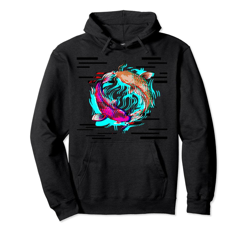 Koi Carp Glitch Aesthetic Japan Vaporwave Hoodie - Aesthetic Graphic Unisex - T-Shirt, Sweatshirt, Hoodie