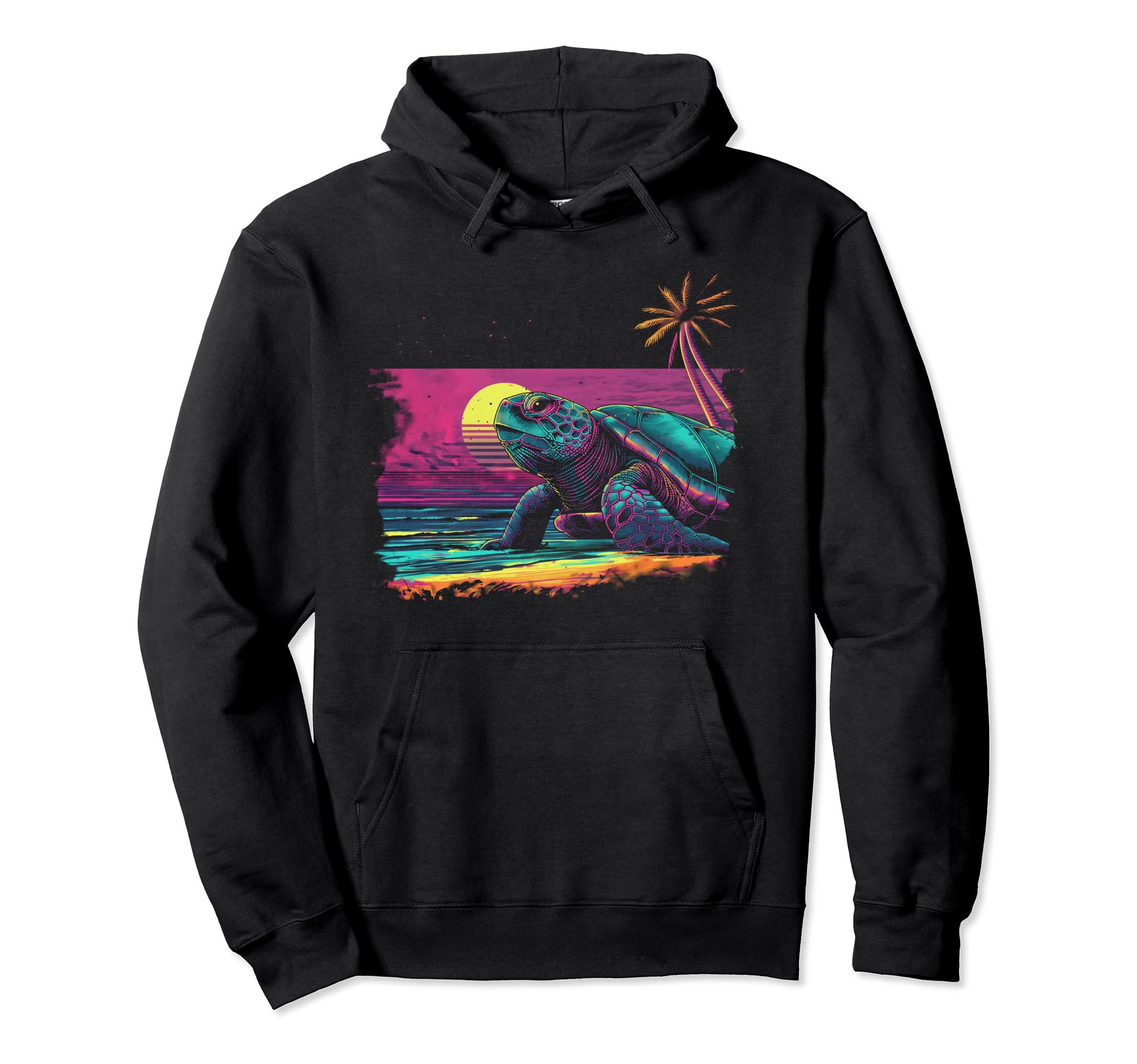 Turtle Vaporwave Aesthetic Synthwave Hoodie - Fun Novelty Design Unisex - T-Shirt, Sweatshirt, Hoodie