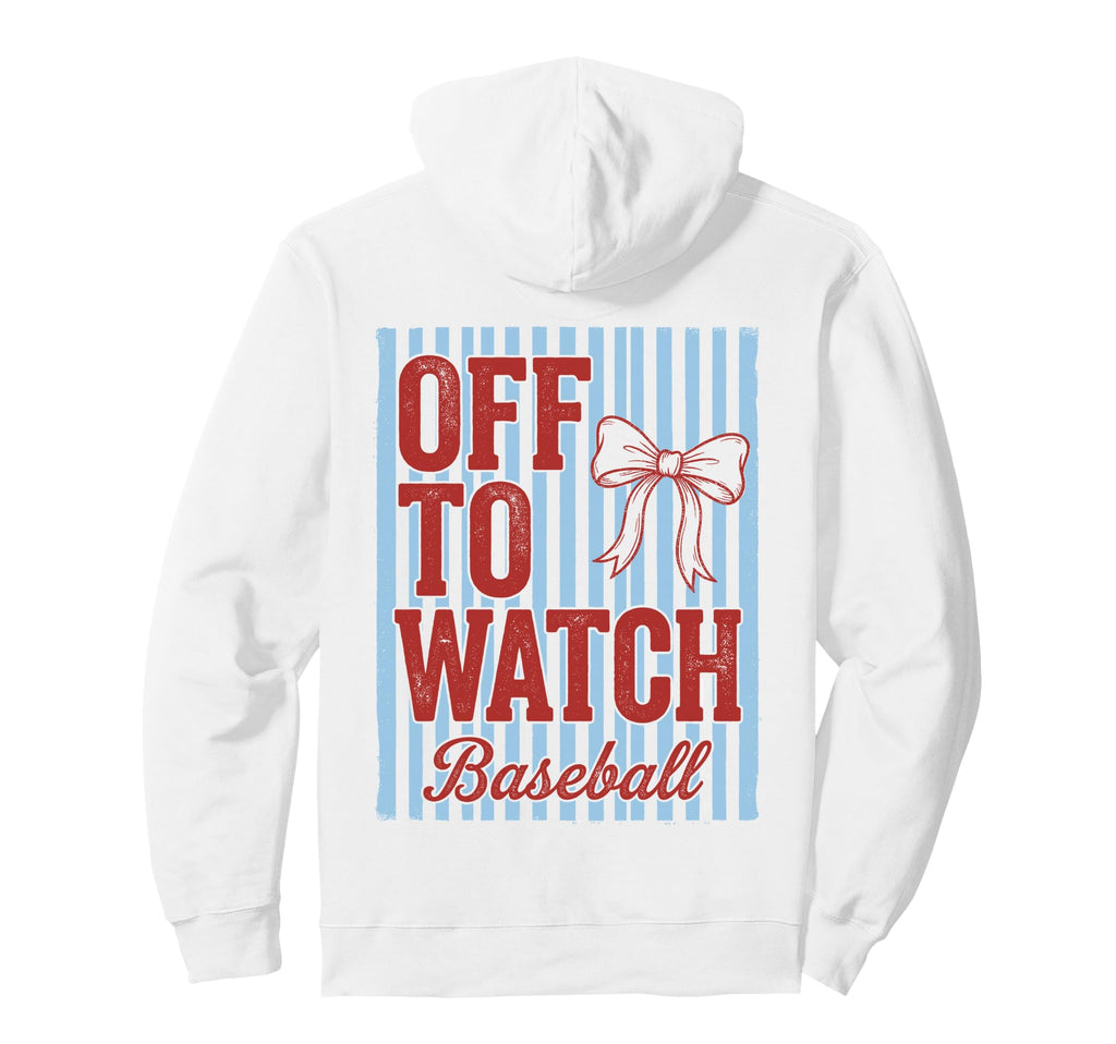 Off To Watch Baseball Funny Mom Bow Hoodie - Custom Art Print for Adults - T-Shirt, Sweatshirt, Hoodie