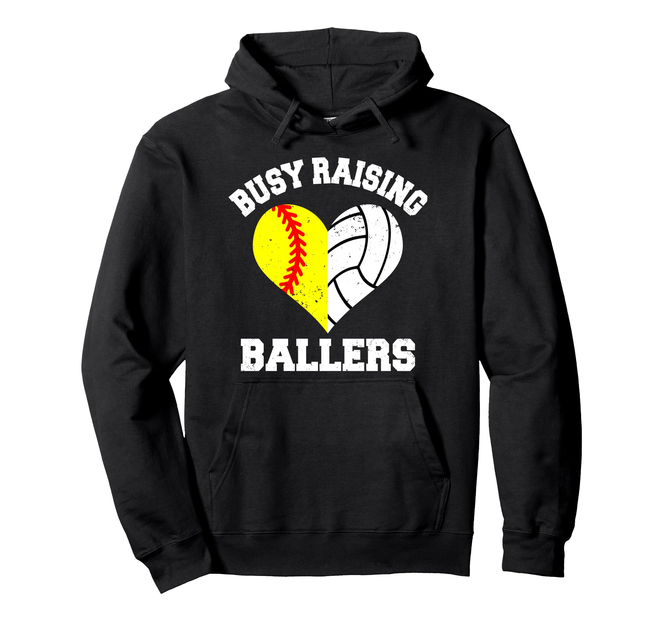 Busy Raising Ballers Softball Volleyball Hoodie - Minimalist Print Unisex - T-Shirt, Sweatshirt, Hoodie