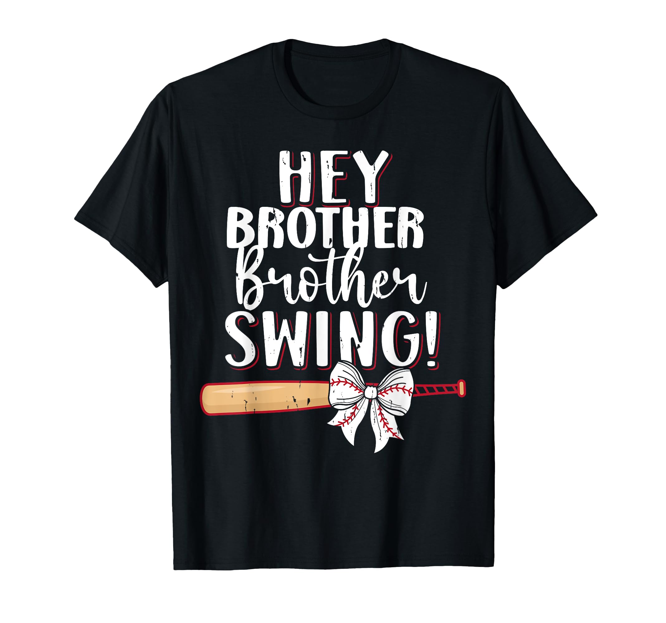Baseball Sister Bow Hey Brother T-Shirt - Minimalist Print for Adults - T-Shirt, Sweatshirt, Hoodie