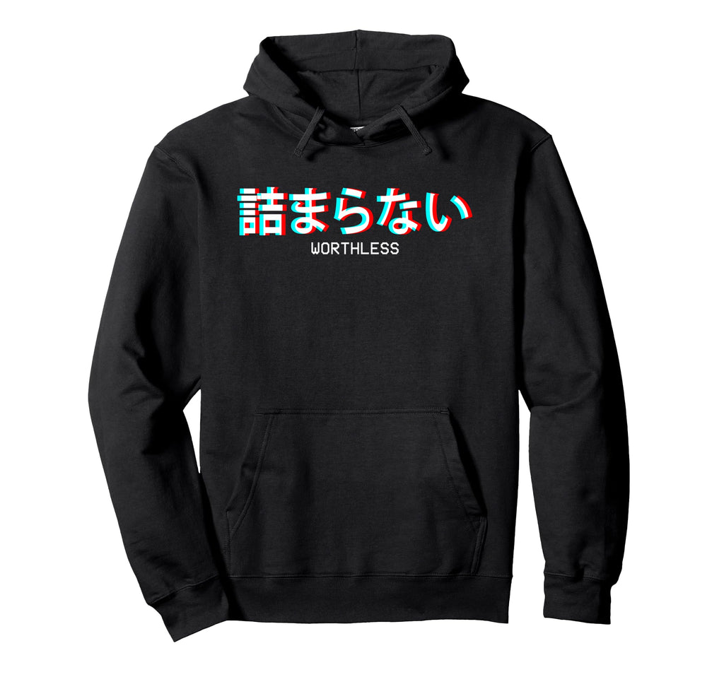Worthless Japanese Vaporwave Aesthetic Hoodie - Unique Graphic for Adults - T-Shirt, Sweatshirt, Hoodie