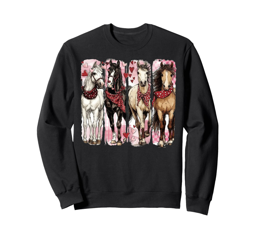 Western Horse Valentines Boho Sweatshirt - Minimalist Print Men Women - T-Shirt, Sweatshirt, Hoodie