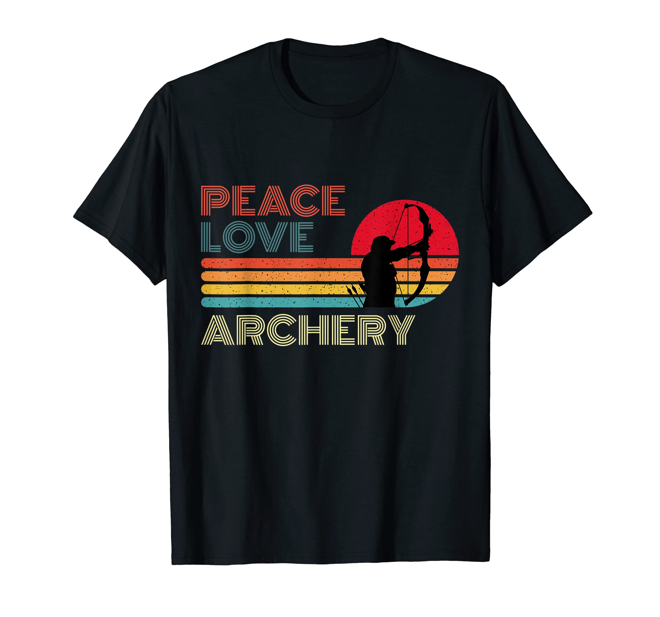 Peace Love Archery Striped Sunset T-Shirt - Streetwear Style for Adults - T-Shirt, Sweatshirt, Hoodie