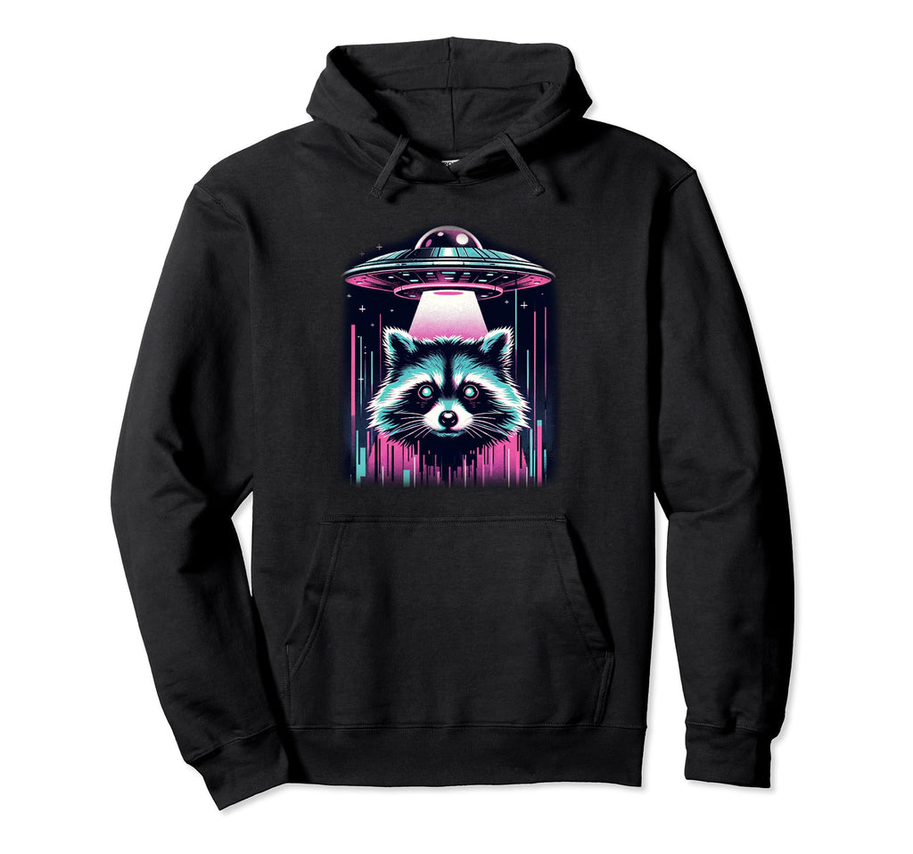 Raccoon Ufo Vaporwave Aesthetic Alien Hoodie - Custom Art Print for Adults - T-Shirt, Sweatshirt, Hoodie