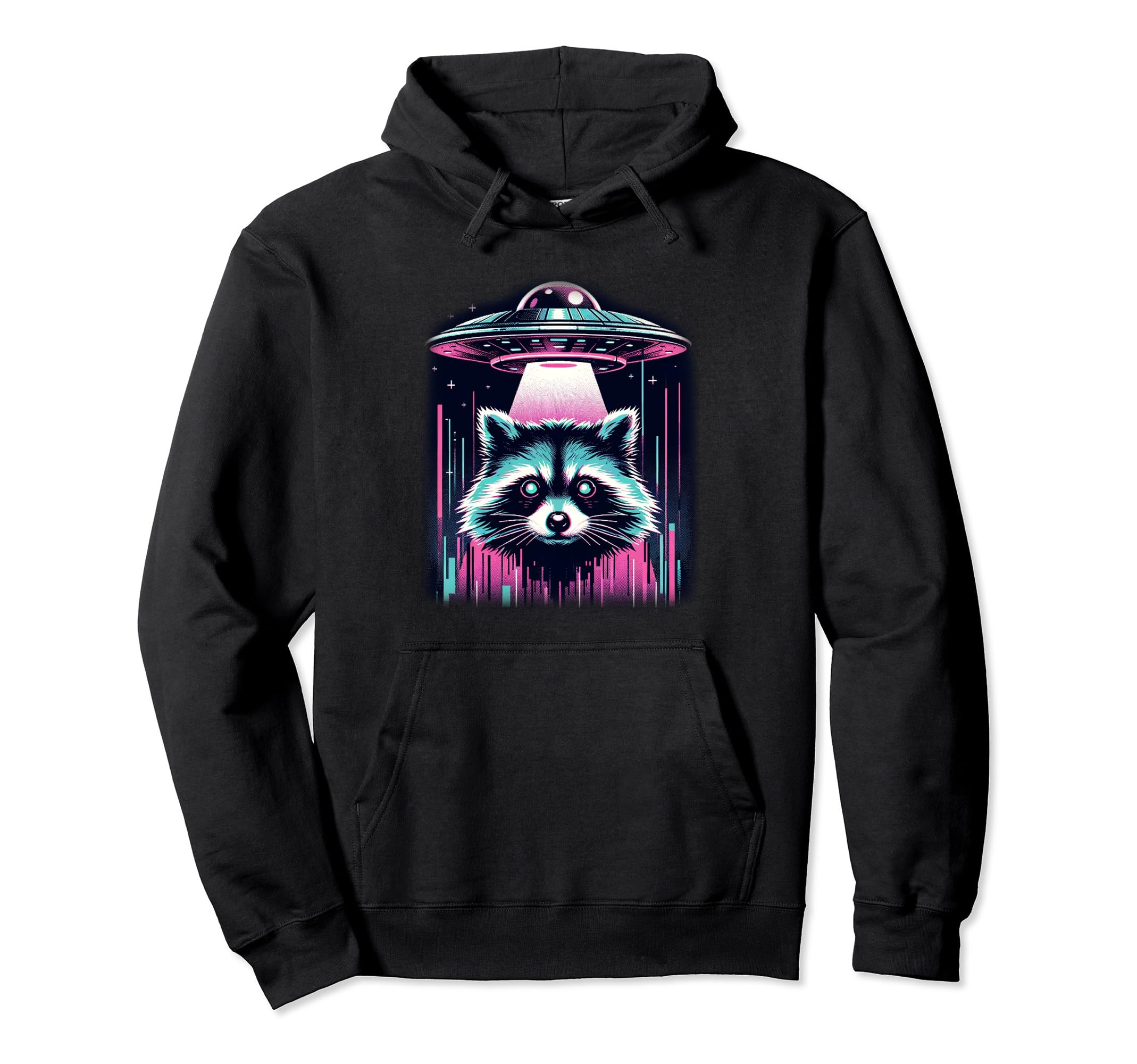 Raccoon Ufo Vaporwave Aesthetic Alien Hoodie - Custom Art Print for Adults - T-Shirt, Sweatshirt, Hoodie
