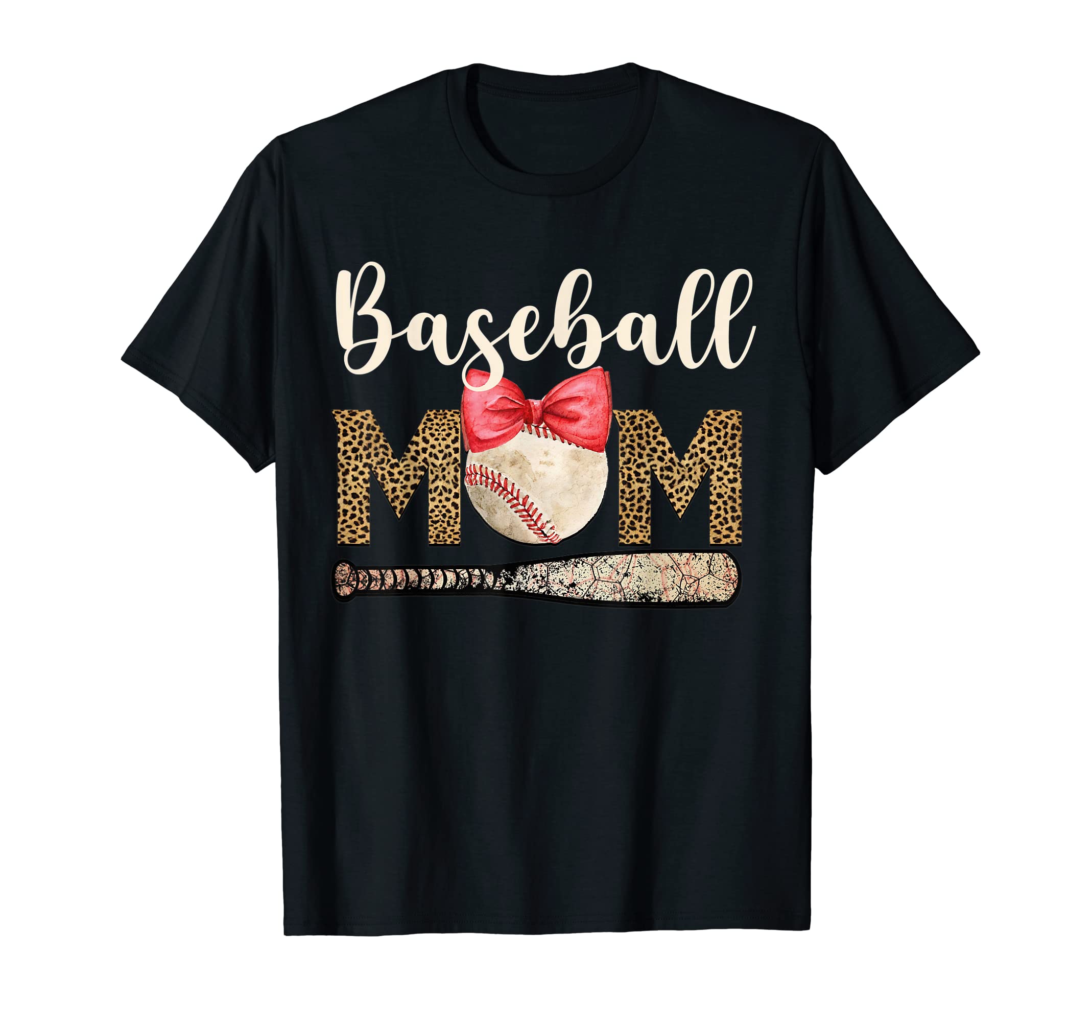 Baseball Mom Messy Bun Leopard Baseball T-Shirt - Minimalist Print Unisex - T-Shirt, Sweatshirt, Hoodie
