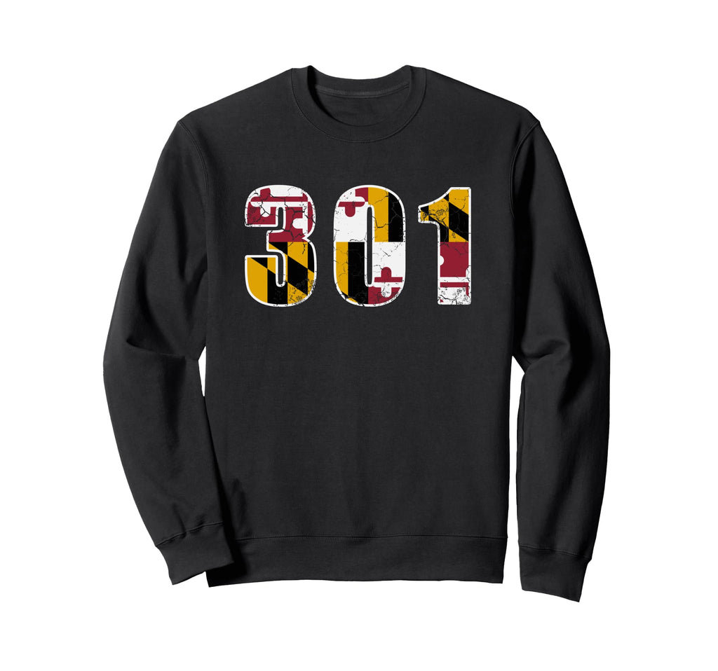 301 Maryland State Flag Home Sweatshirt - Minimalist Print for Adults - T-Shirt, Sweatshirt, Hoodie