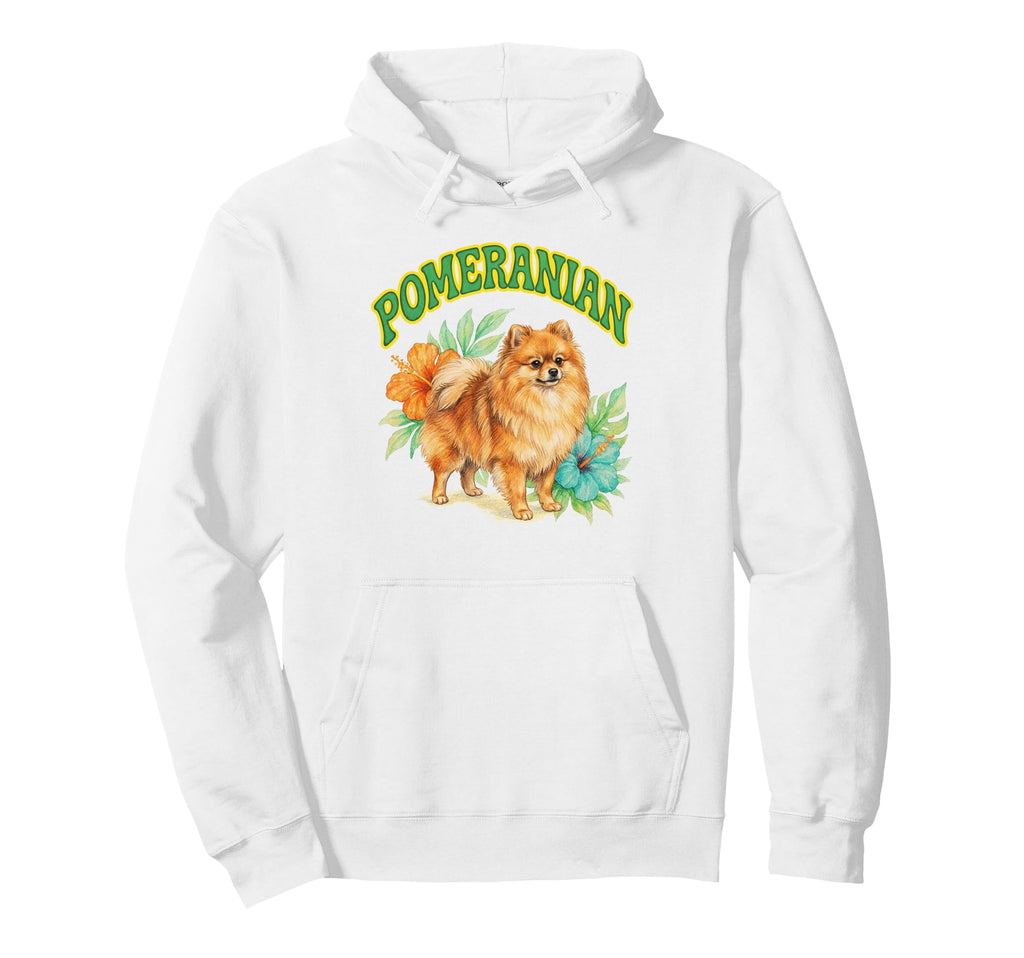 Pomeranian Groovy Floral Hoodie - Casual Everyday Wear for Adults - T-Shirt, Sweatshirt, Hoodie