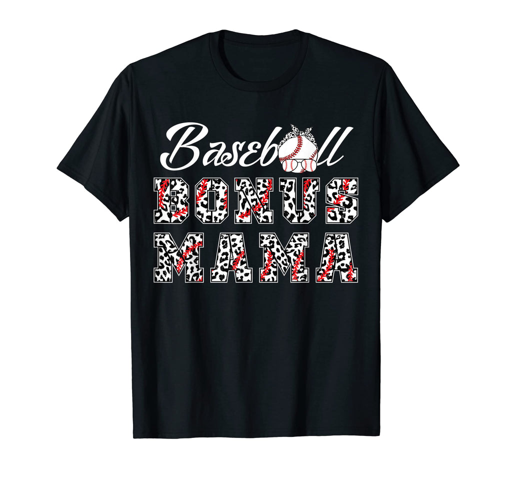 Baseball Bonus Mama Leopard Game Day Family T-Shirt - Graphic Print Unisex - T-Shirt, Sweatshirt, Hoodie