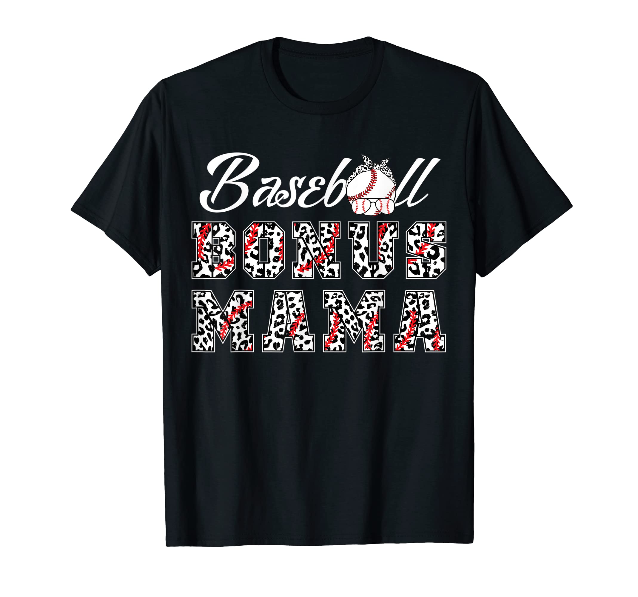Baseball Bonus Mama Leopard Game Day Family T-Shirt - Graphic Print Unisex - T-Shirt, Sweatshirt, Hoodie