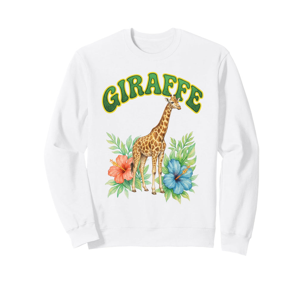 Giraffe Groovy Floral Giraffe Sweatshirt - Minimalist Print Men Women - T-Shirt, Sweatshirt, Hoodie