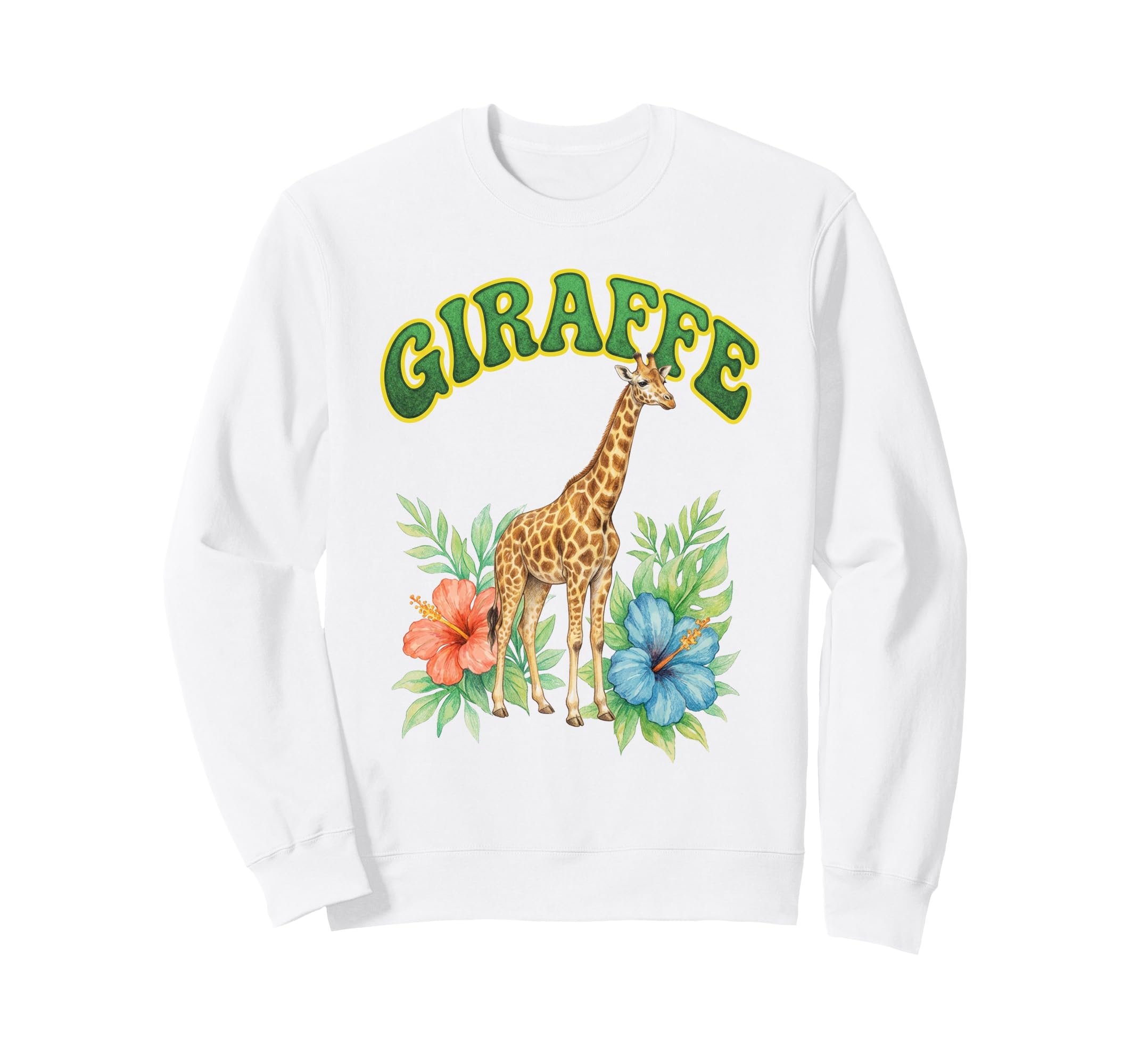 Giraffe Groovy Floral Giraffe Sweatshirt - Minimalist Print Men Women - T-Shirt, Sweatshirt, Hoodie