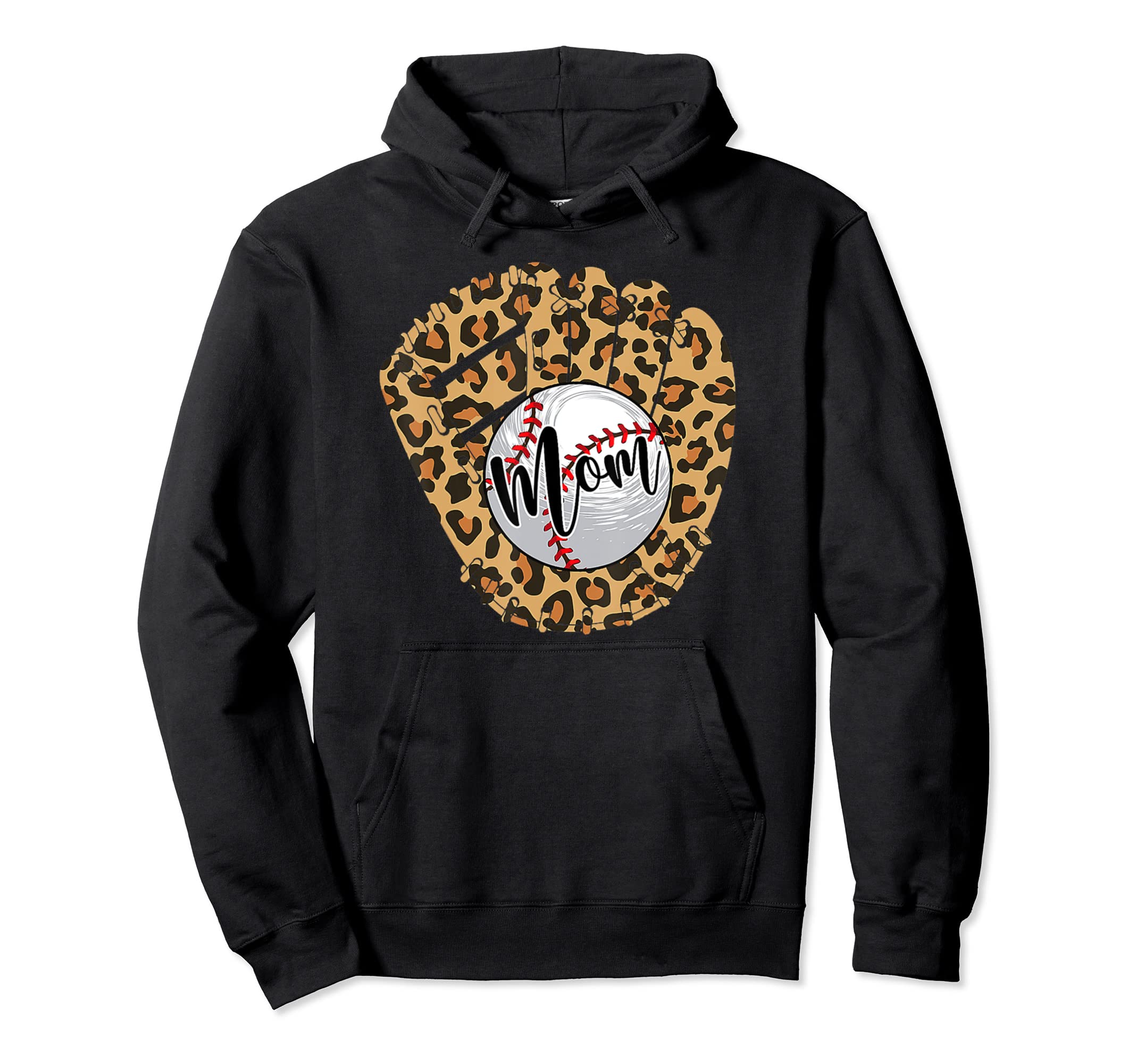 Baseball Mom Leopard Hand Softball Mama Hoodie - Graphic Print Unisex - T-Shirt, Sweatshirt, Hoodie