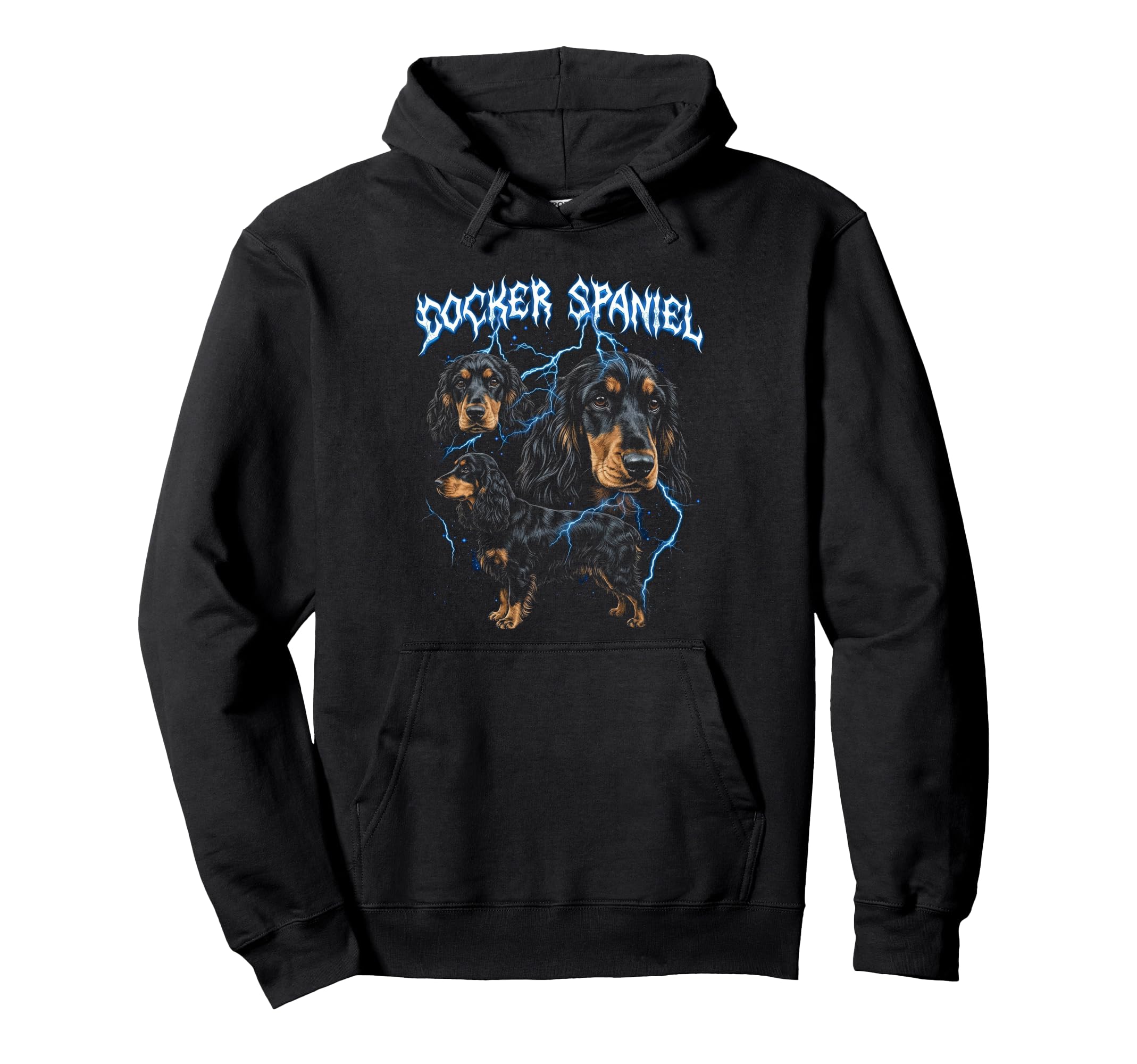 Cocker Spaniel 90S Heavy Metal Dog Hoodie - Novelty Apparel for Adults - T-Shirt, Sweatshirt, Hoodie