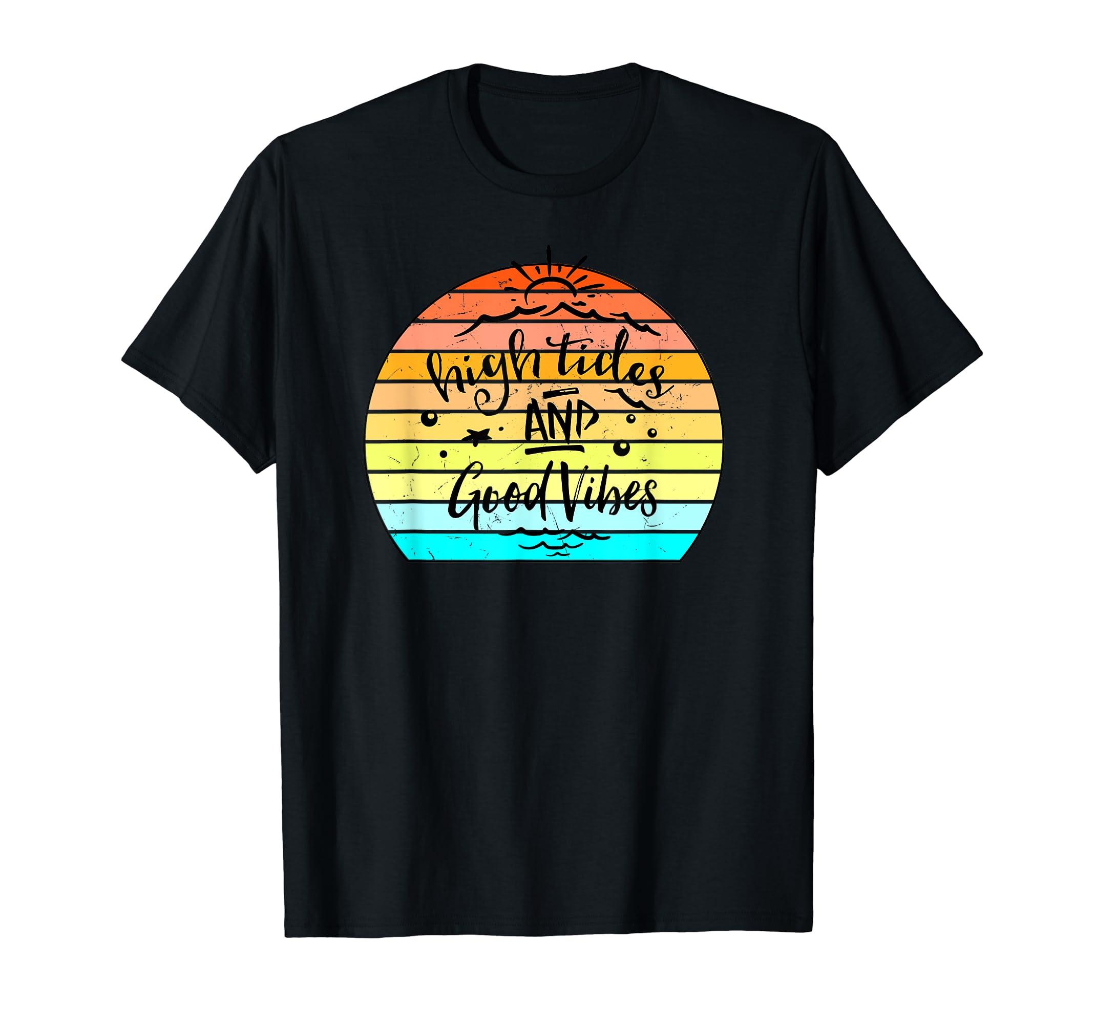 High Tides And Good Vibes Sunset T-Shirt - Aesthetic Graphic for Adults - T-Shirt, Sweatshirt, Hoodie