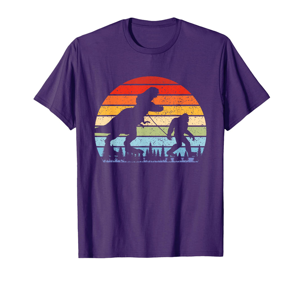 Bigfoot Walking T Rex Sunset T-Shirt - Novelty Apparel for Adults - T-Shirt, Sweatshirt, Hoodie