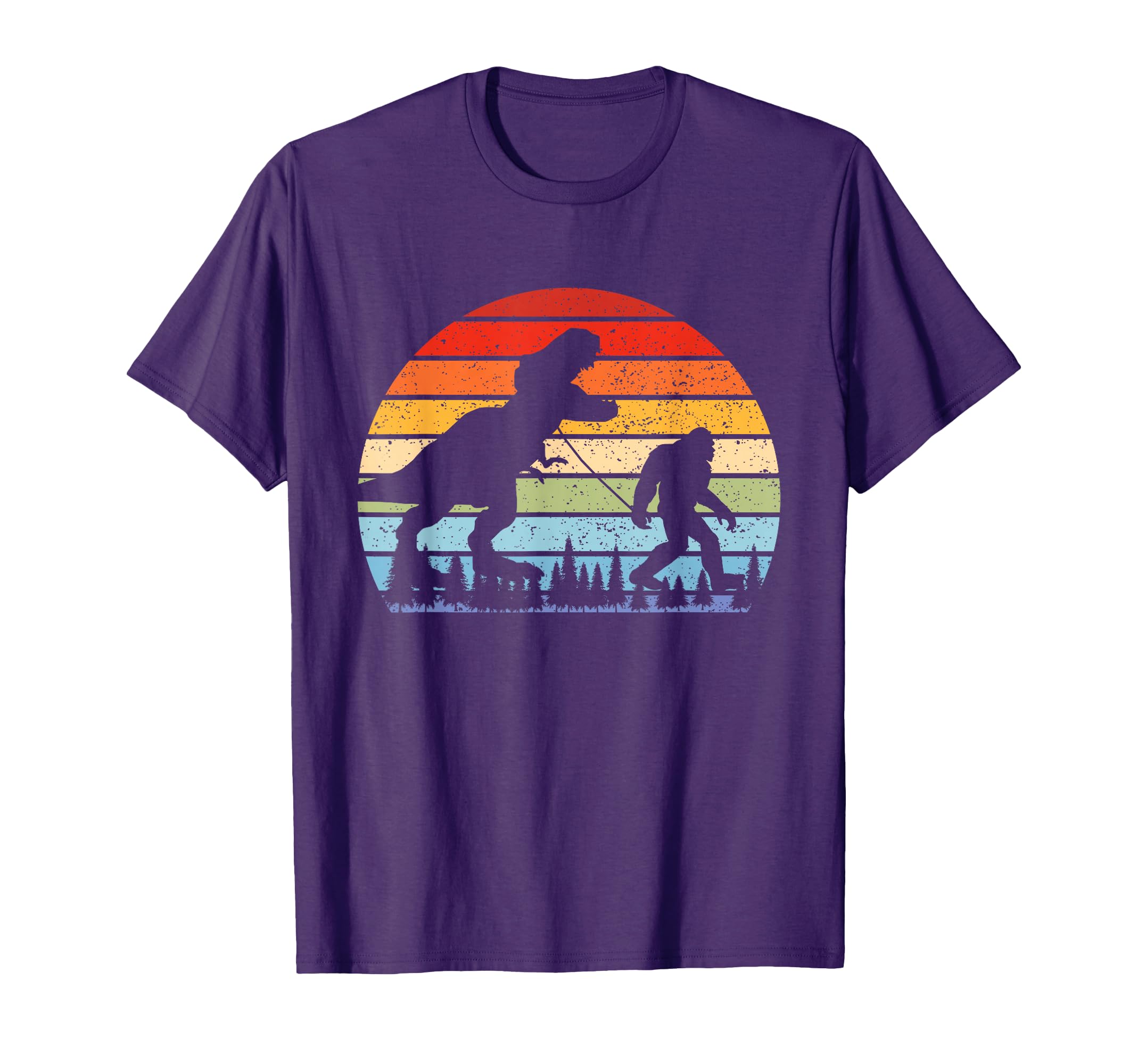 Bigfoot Walking T Rex Sunset T-Shirt - Novelty Apparel for Adults - T-Shirt, Sweatshirt, Hoodie