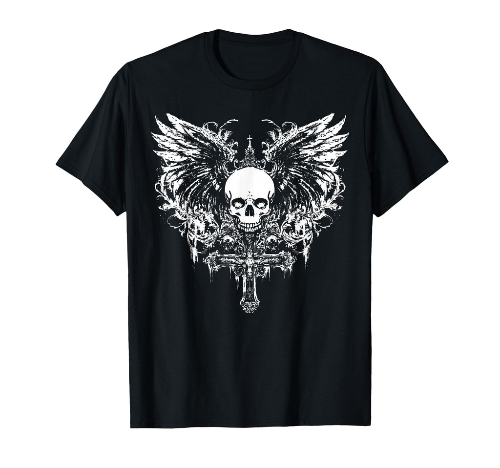 Emo Y2K Grunge Aesthetic Skull Cross T-Shirt - Minimalist Print Men Women - T-Shirt, Sweatshirt, Hoodie