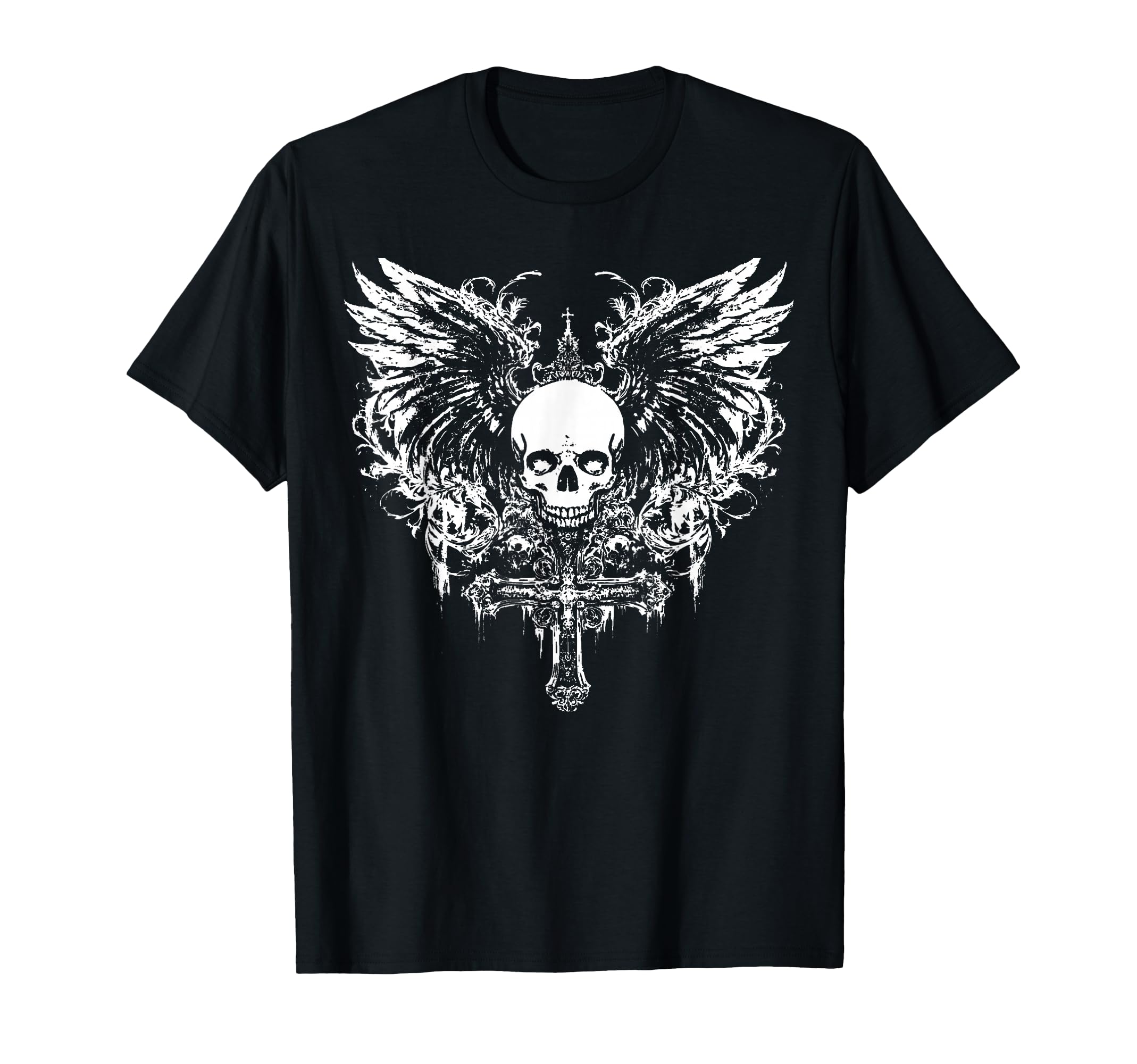 Emo Y2K Grunge Aesthetic Skull Cross T-Shirt - Minimalist Print Men Women - T-Shirt, Sweatshirt, Hoodie