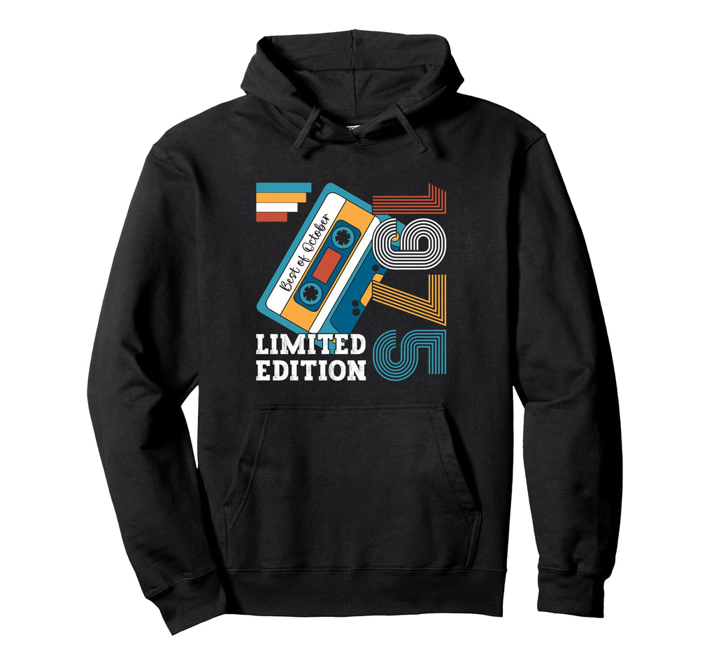 50Th Birthday Gift October 1975 Cassette Hoodie - Minimalist Print Unisex - T-Shirt, Sweatshirt, Hoodie