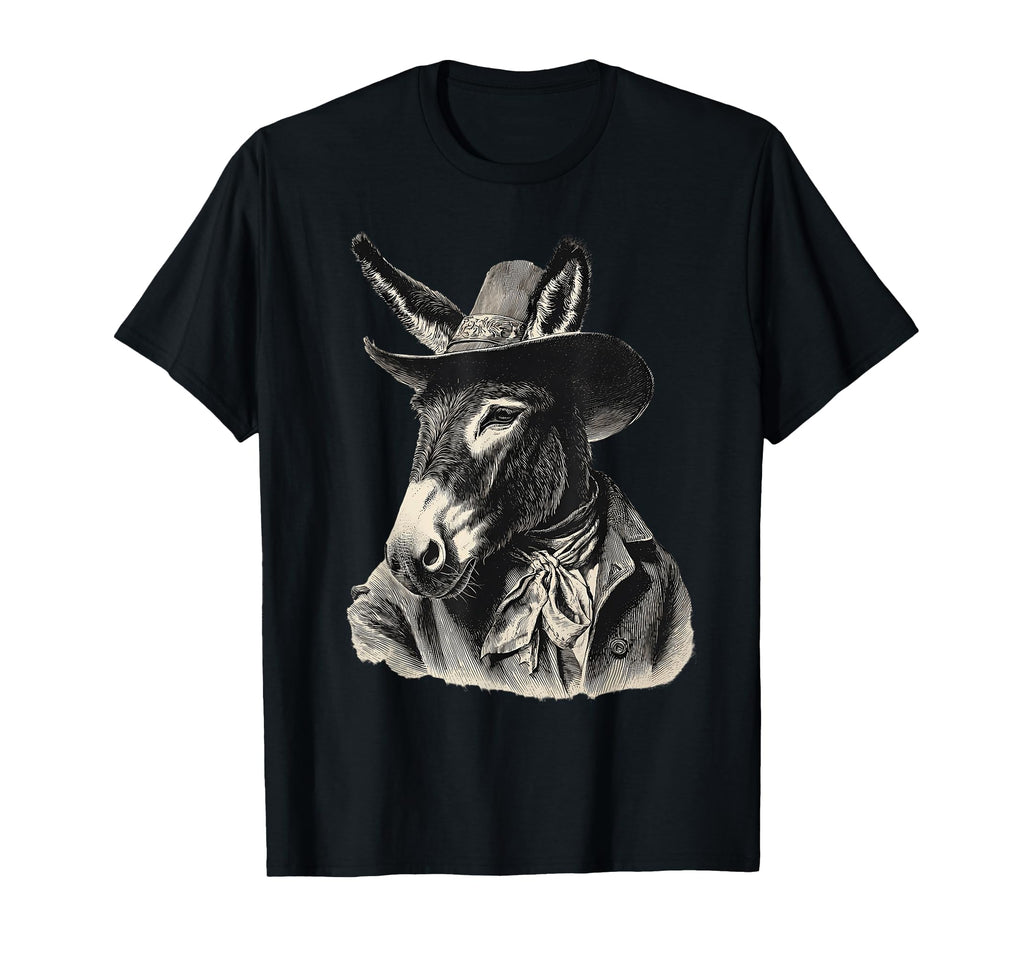 Donkey Cowboy Rodeo Cowgirl Western T-Shirt - Fun Novelty Design Men Women - T-Shirt, Sweatshirt, Hoodie
