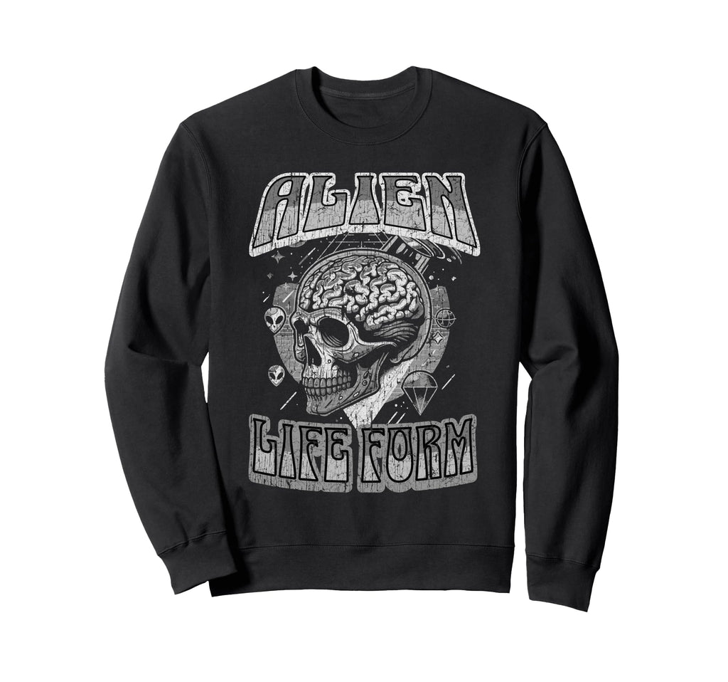 Alien Life Form Alien Head 60S Sweatshirt - Novelty Apparel for Adults - T-Shirt, Sweatshirt, Hoodie