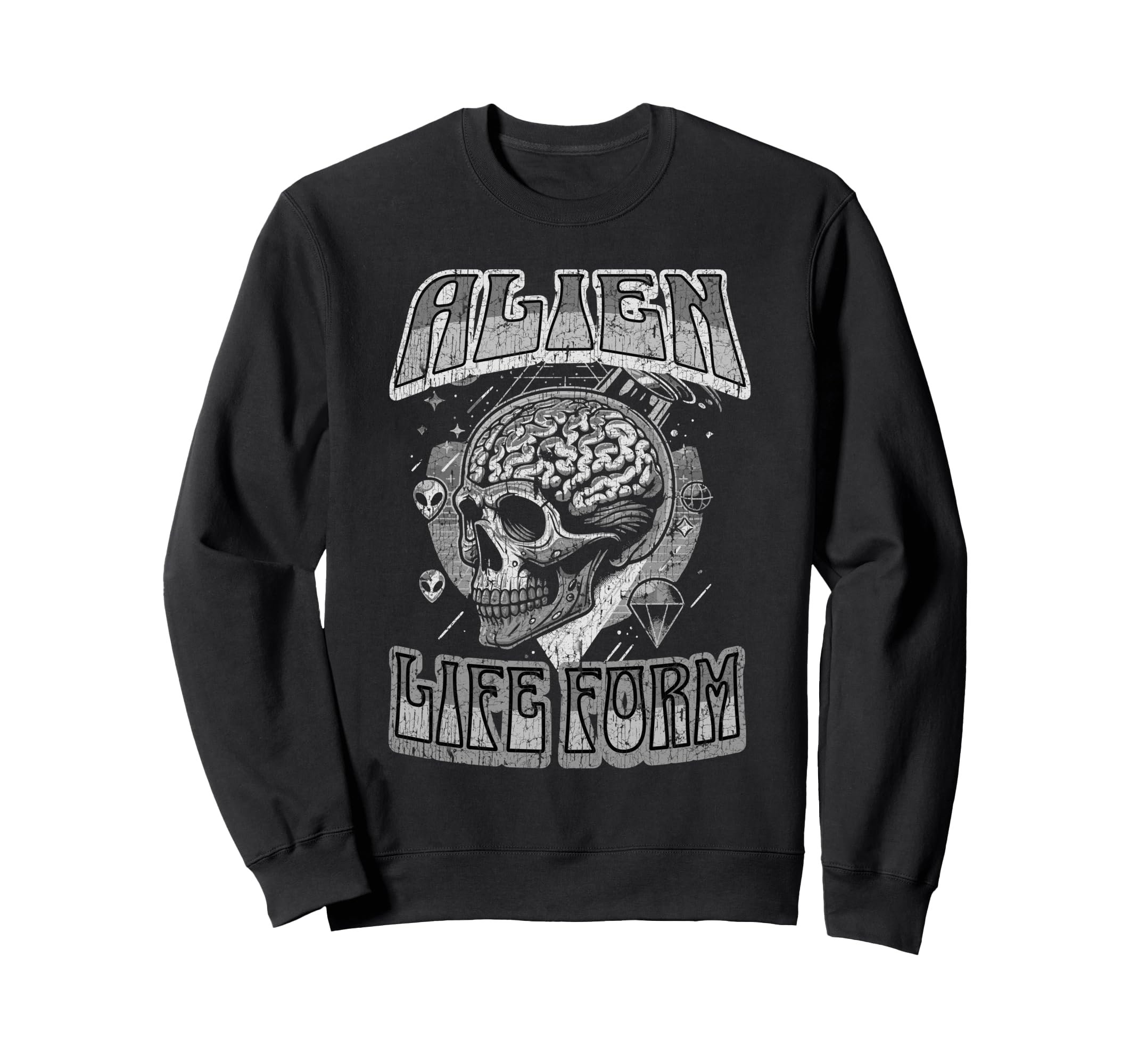Alien Life Form Alien Head 60S Sweatshirt - Novelty Apparel for Adults - T-Shirt, Sweatshirt, Hoodie