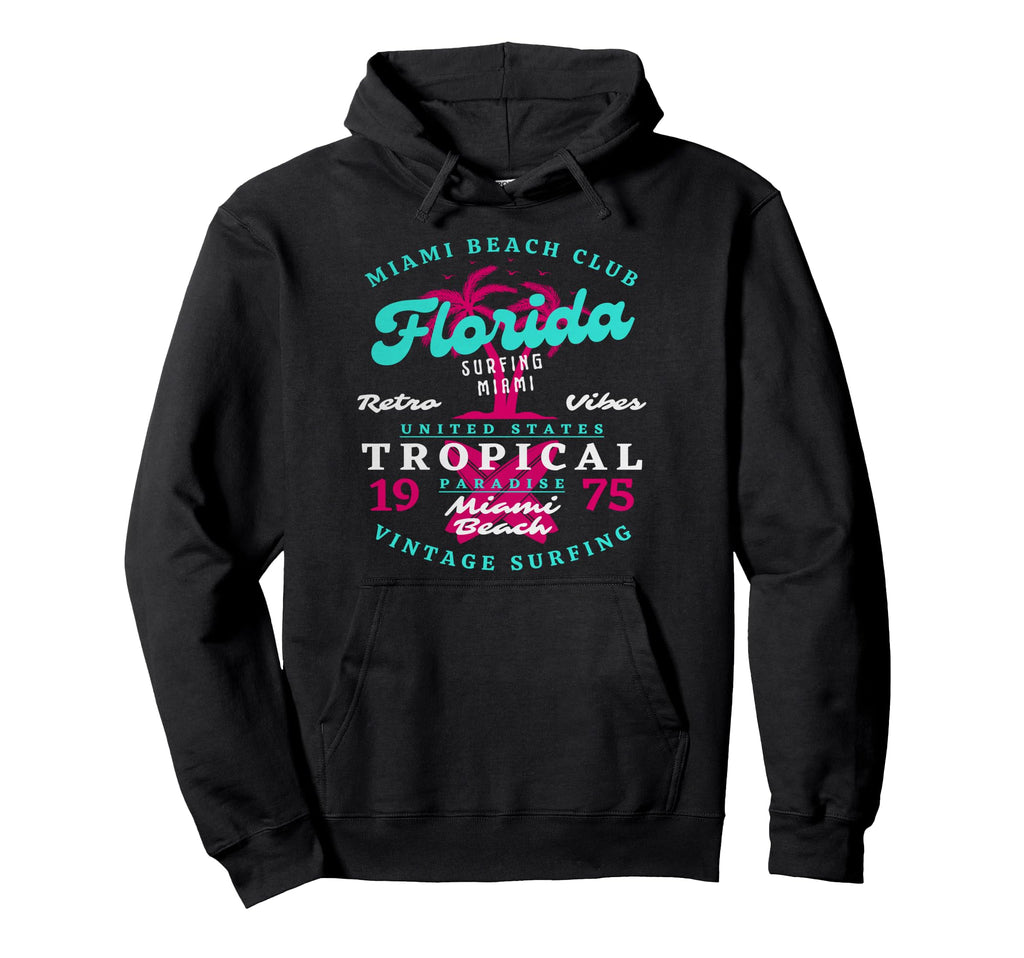 Miami Beach Club Surfing Florida Hoodie - Trendy Graphic Men Women - T-Shirt, Sweatshirt, Hoodie