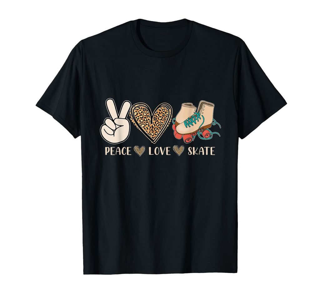 Roller Skating Peace Love Roller Skate Teen T-Shirt - Unique Graphic Unisex - T-Shirt, Sweatshirt, Hoodie