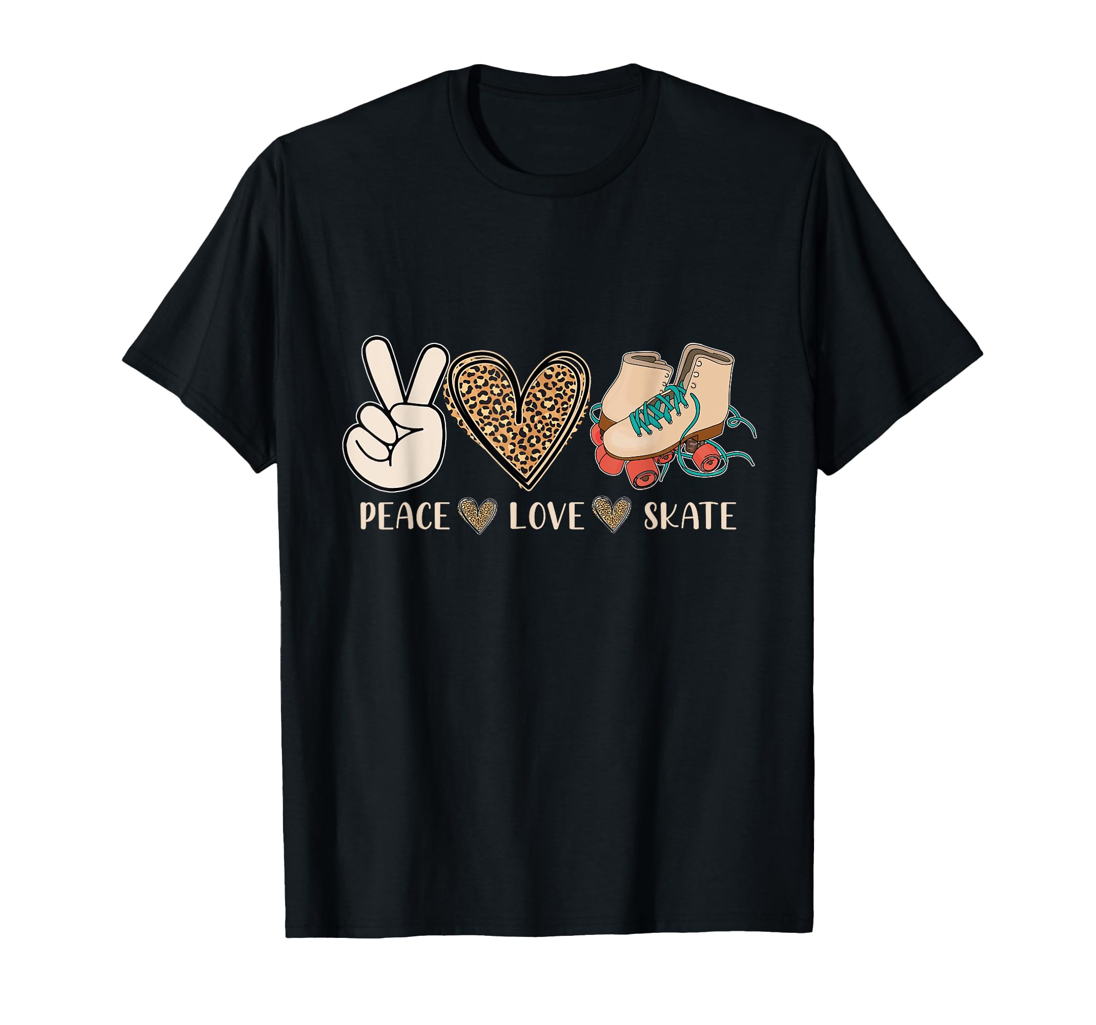Roller Skating Peace Love Roller Skate Teen T-Shirt - Unique Graphic Unisex - T-Shirt, Sweatshirt, Hoodie