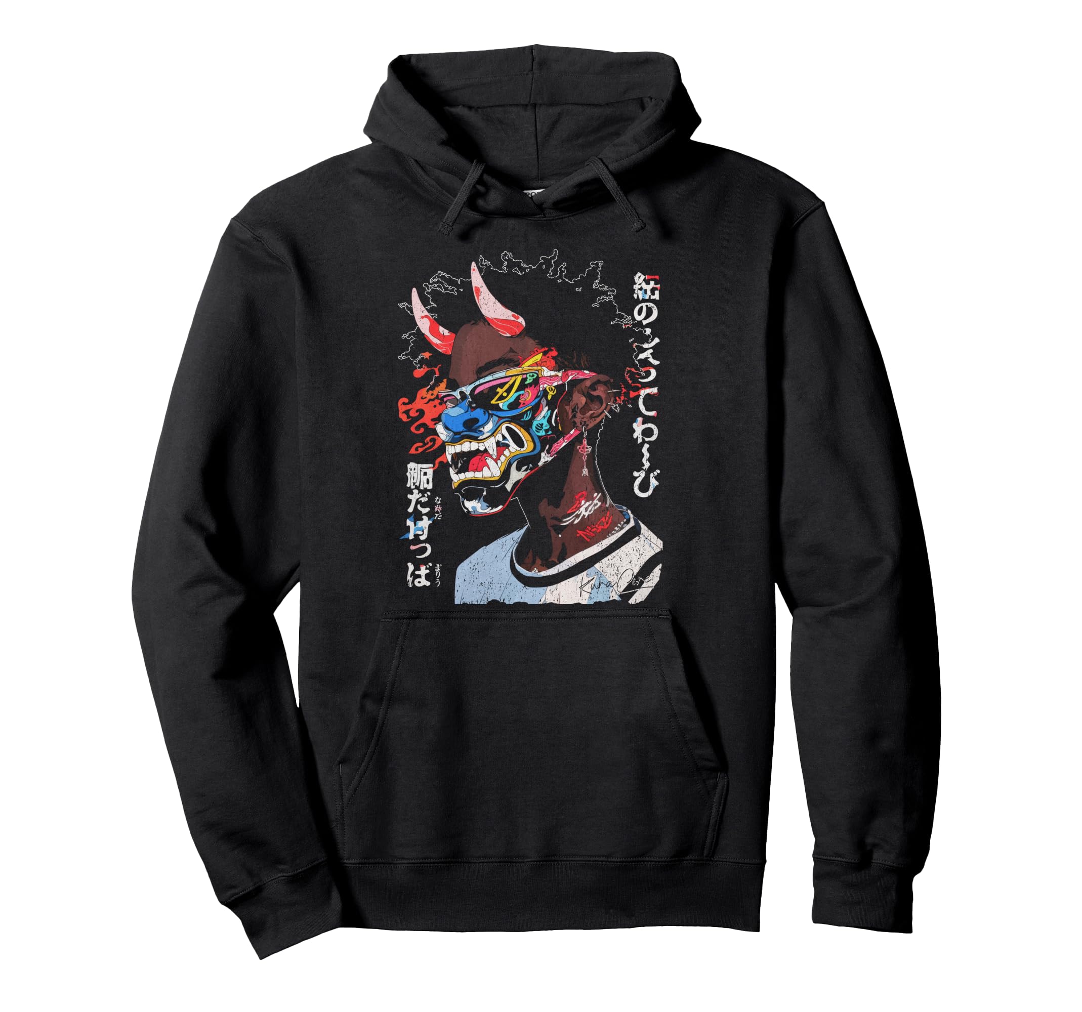 Japanese Streetwear Afro Cyberpunk Y2K Hoodie - Graphic Print for Adults - T-Shirt, Sweatshirt, Hoodie