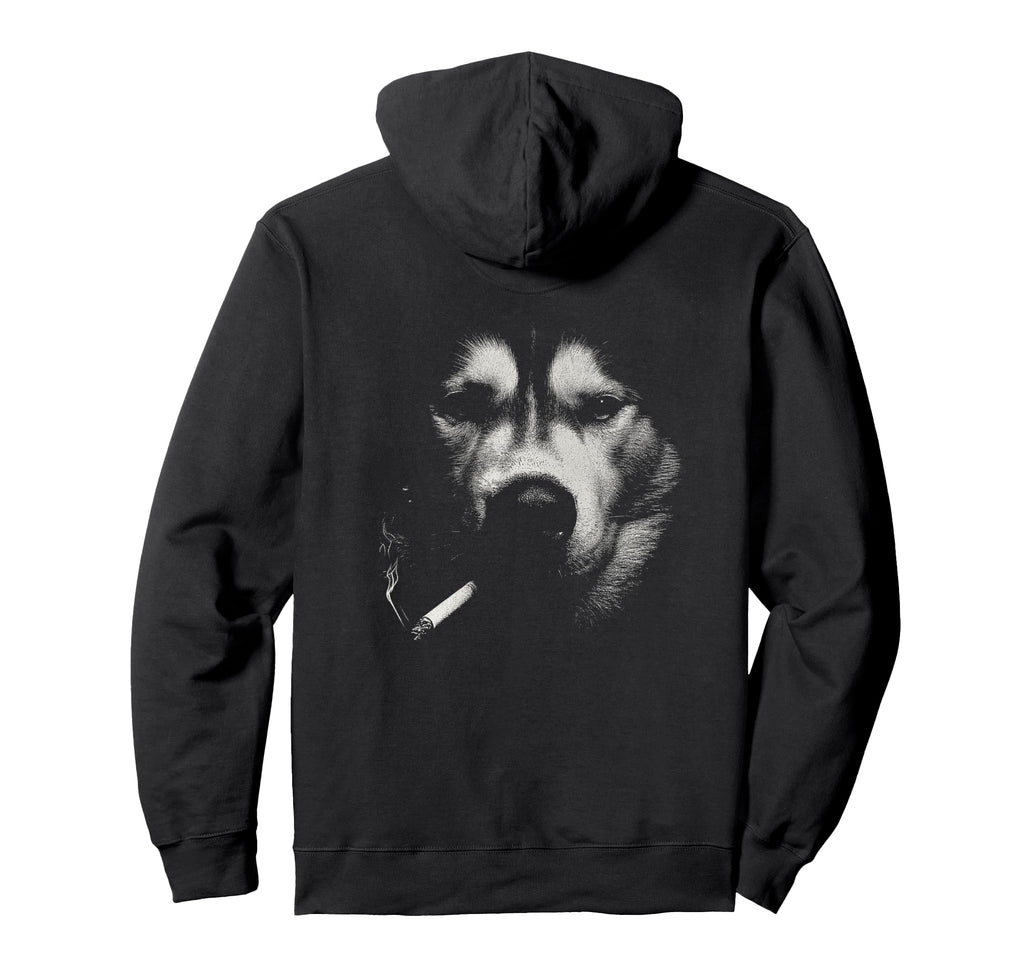 Siberian Husky Smoking Cigarette Grunge Hoodie - Novelty Apparel Unisex - T-Shirt, Sweatshirt, Hoodie