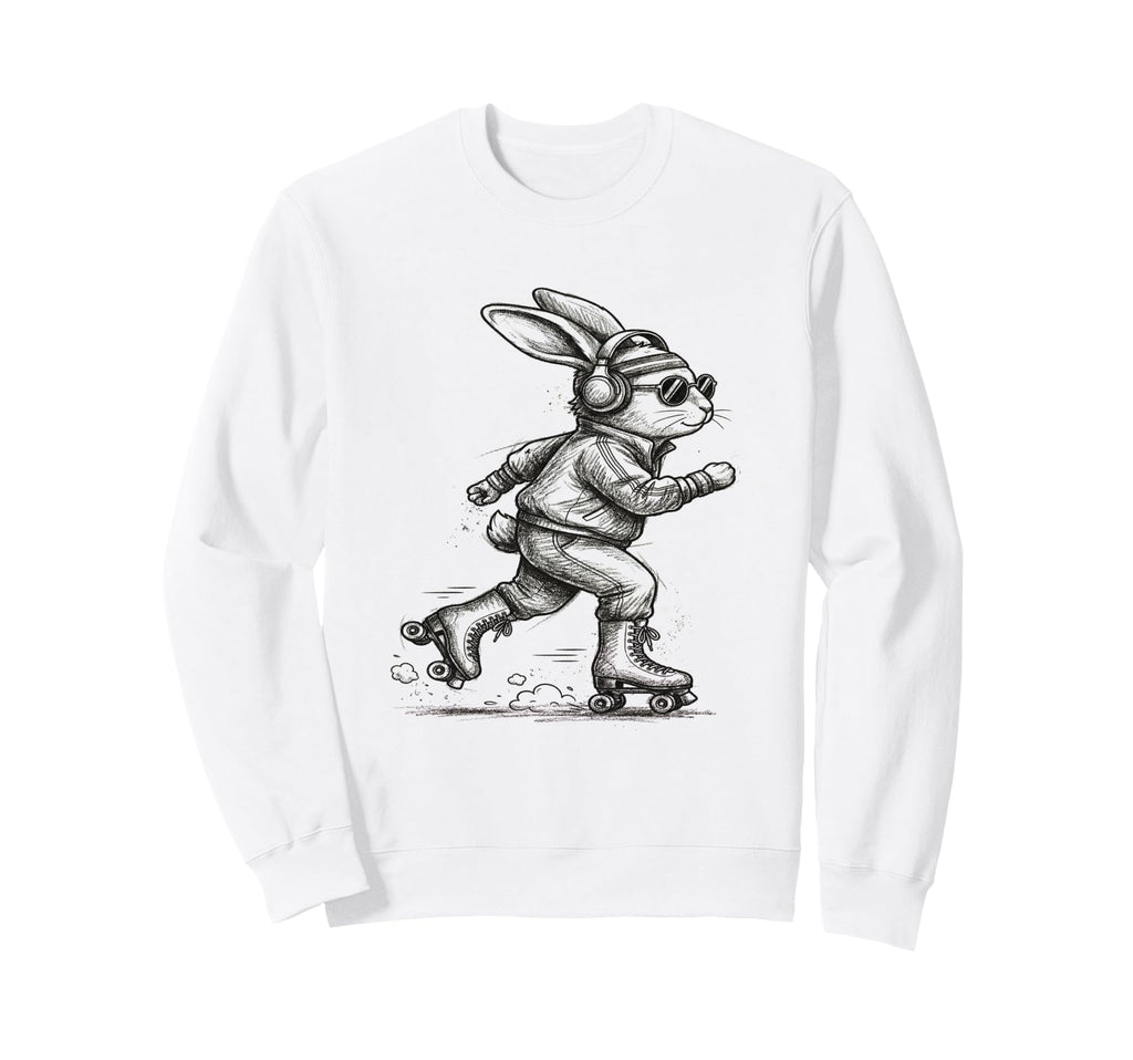 Roller Skating Bunny Rabbit Sporty Sweatshirt - Trendy Graphic Men Women - T-Shirt, Sweatshirt, Hoodie