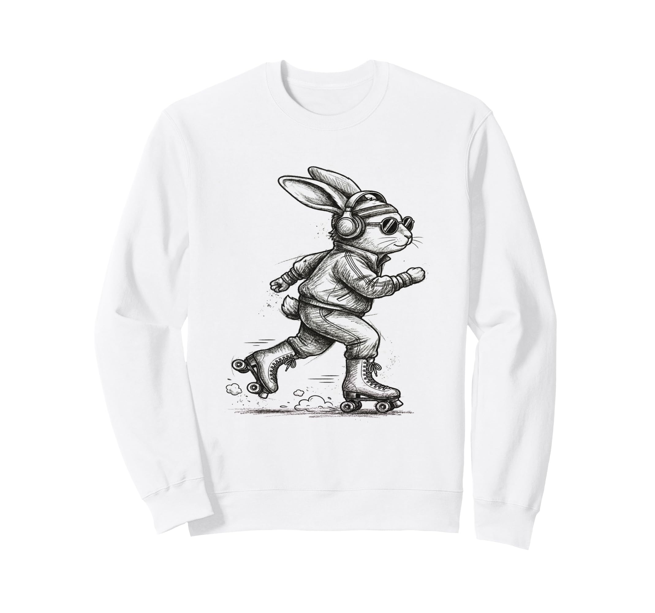 Roller Skating Bunny Rabbit Sporty Sweatshirt - Trendy Graphic Men Women - T-Shirt, Sweatshirt, Hoodie