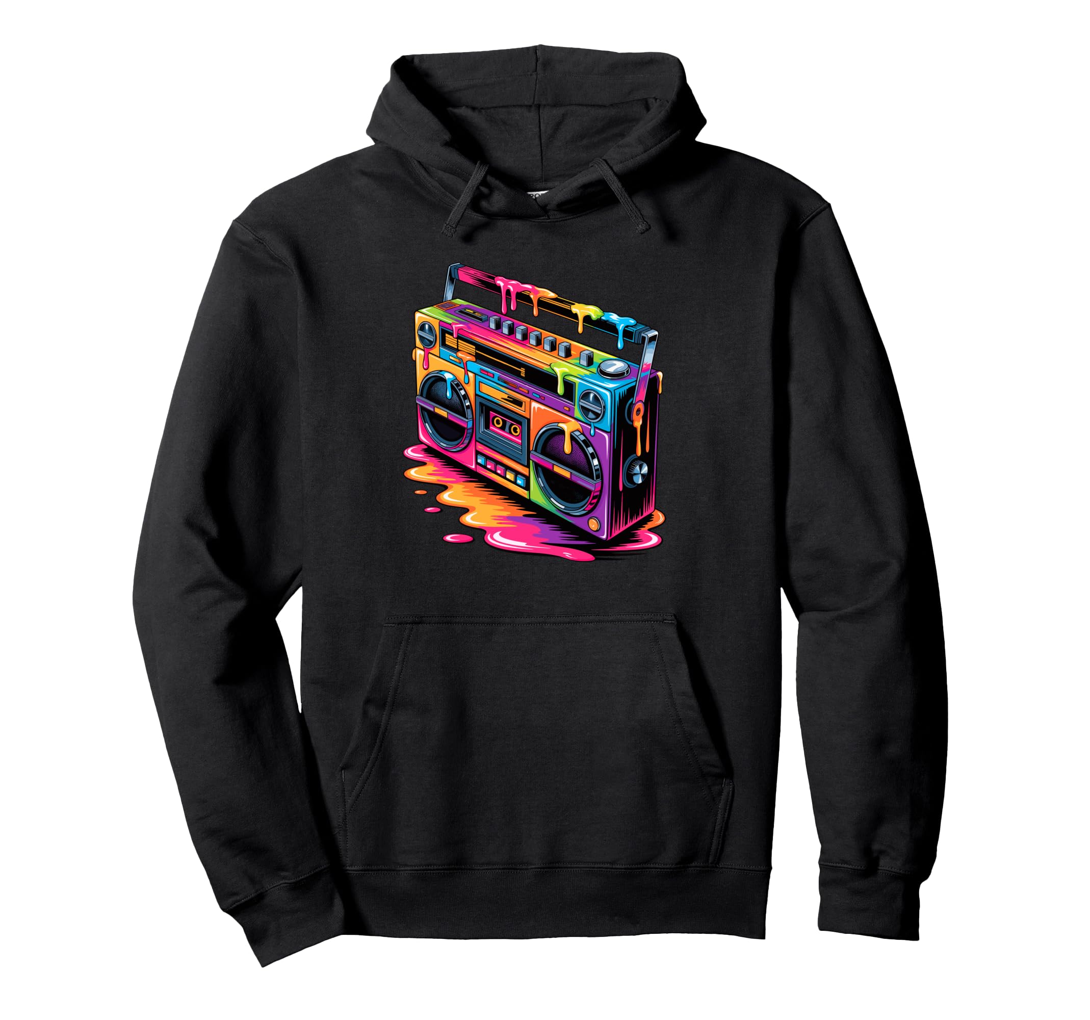Dripping Paint Boombox Old School 80S Hoodie - Trendy Graphic Men Women - T-Shirt, Sweatshirt, Hoodie
