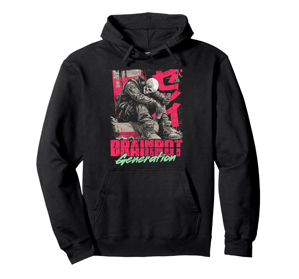 Japanese Streetwear Brainrot Skeleton Hoodie - Graphic Print Men Women - T-Shirt, Sweatshirt, Hoodie