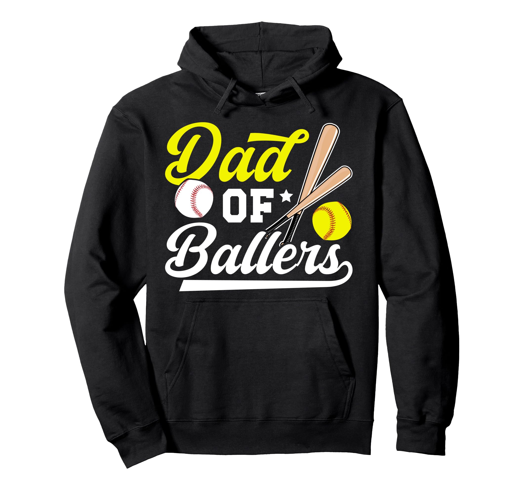 Dad Ballers Softball Baseball Dad Hoodie - Custom Art Print for Adults - T-Shirt, Sweatshirt, Hoodie